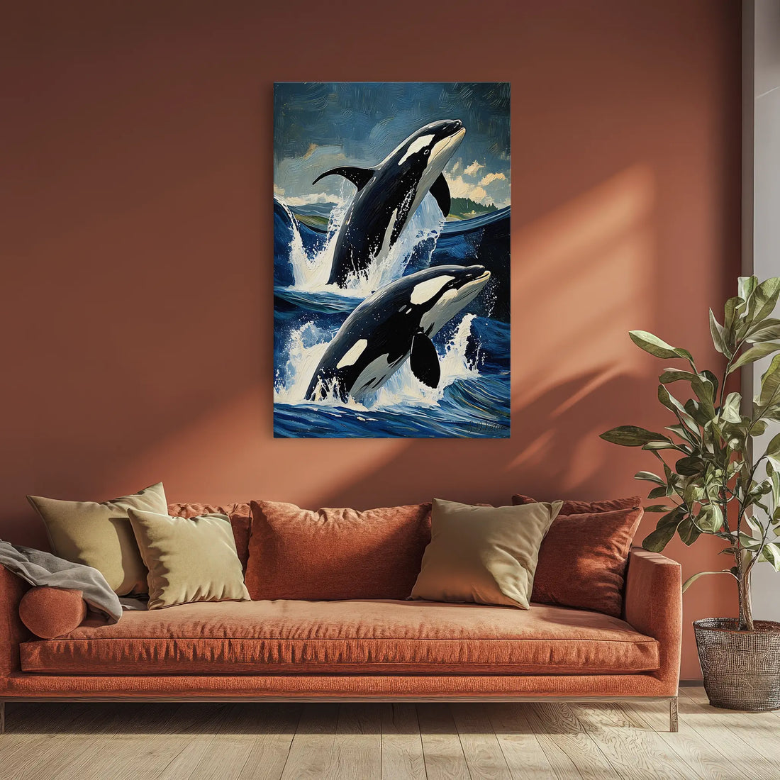 Orca Pair Jumping Waves Killer Whale Giclée Print 231034 Visual Wall Art AR2:3V Giclée Print