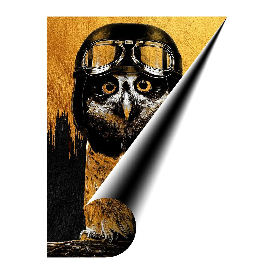 Owl Pilot Gold Giclee Print 34906 Giclée Rolled Canvas Print Pictorem.com