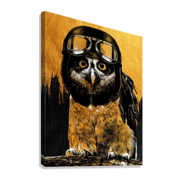 Owl Pilot Gold Giclee Print 34906 Giclée Stretched Canvas Print Pictorem.com