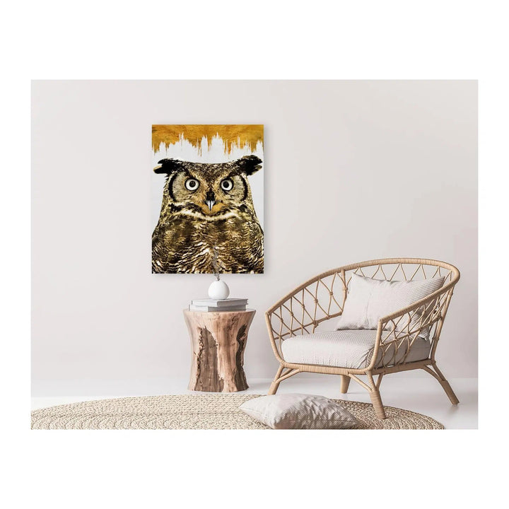 Owl Portrait Gold Giclee Print 34910 Pictorem.com