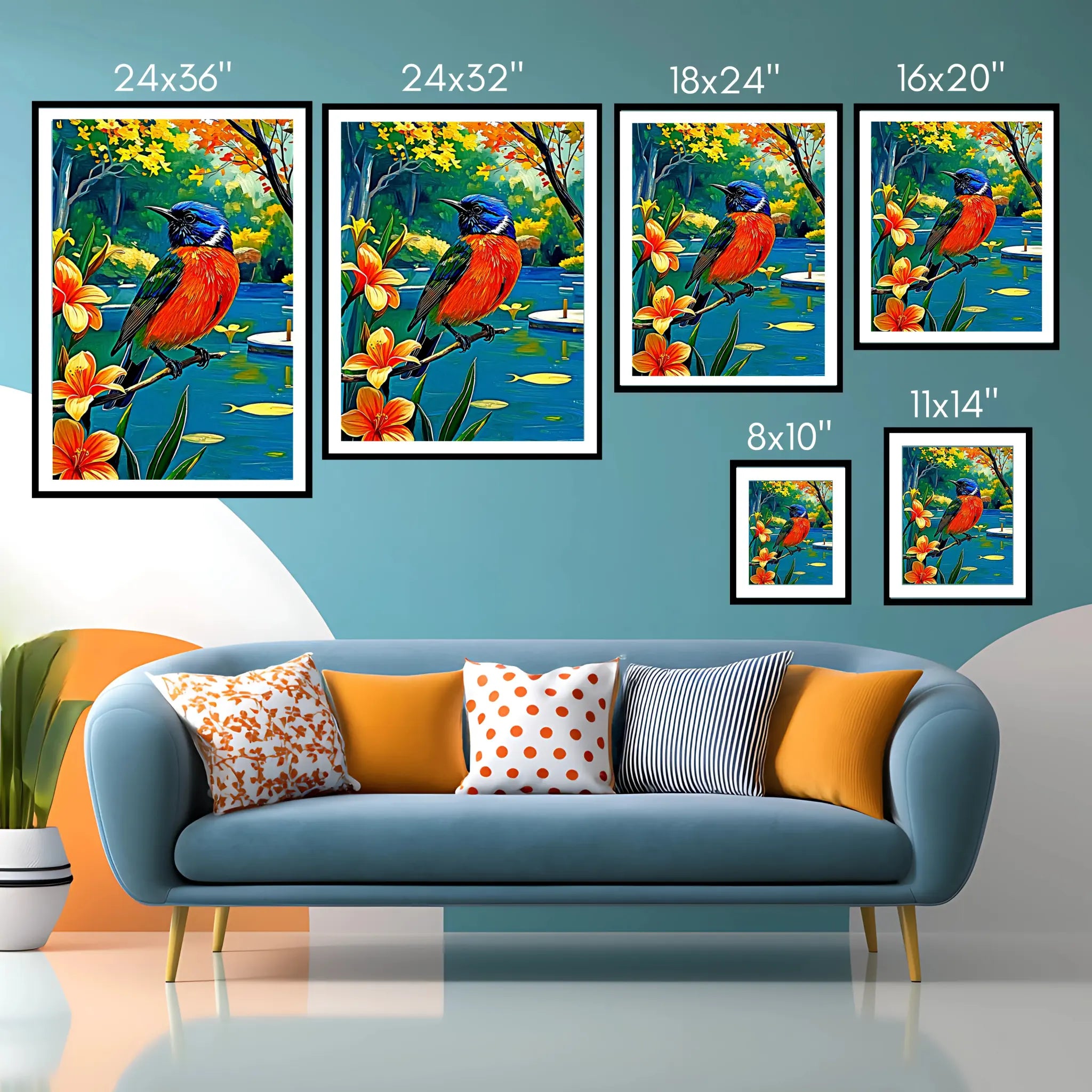 Painted Bunting Passerina Ciris-Framed Paper Print-452203 Visual Wall Art Framed Print