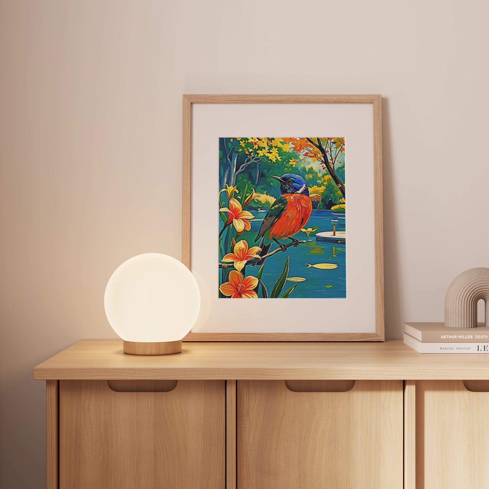 Painted Bunting Passerina Ciris-Framed Paper Print-452203 Visual Wall Art Framed Print