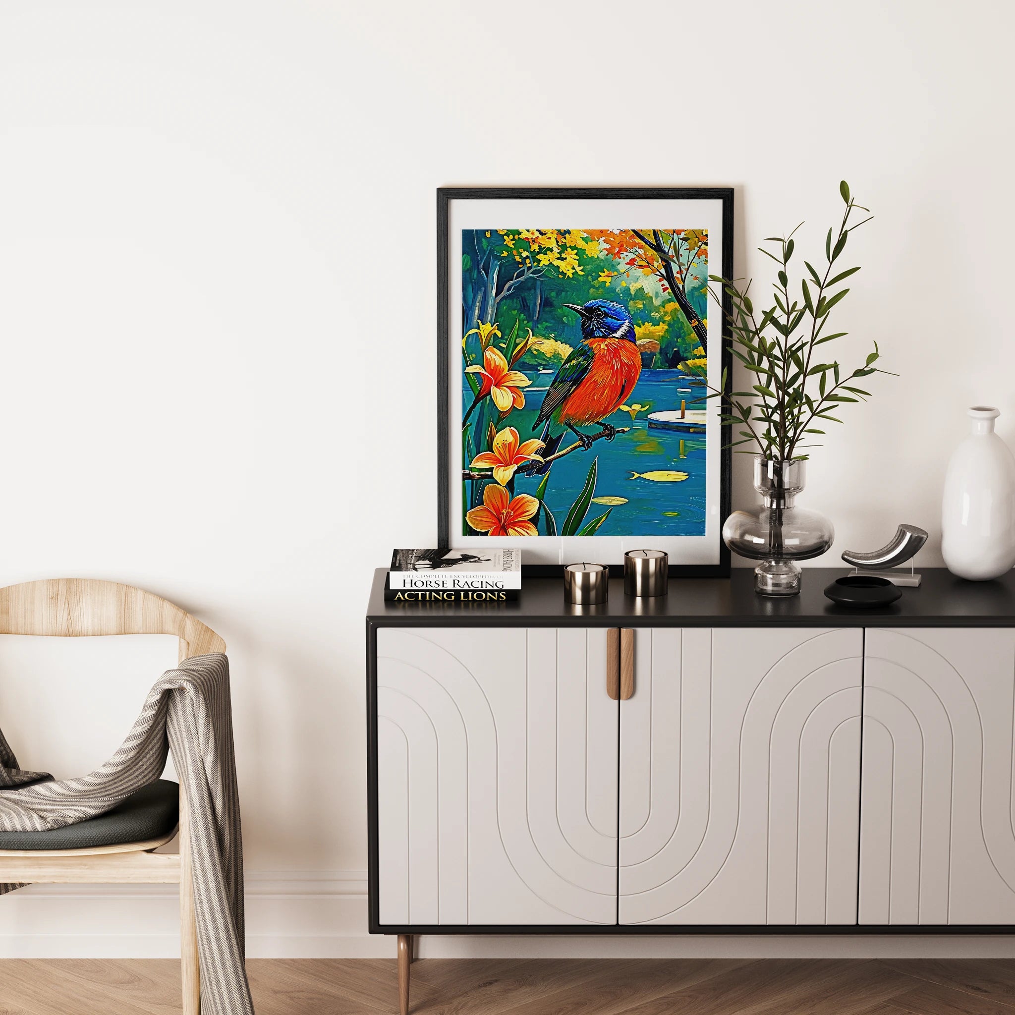 Painted Bunting Passerina Ciris-Framed Paper Print-452203 Visual Wall Art Framed Print