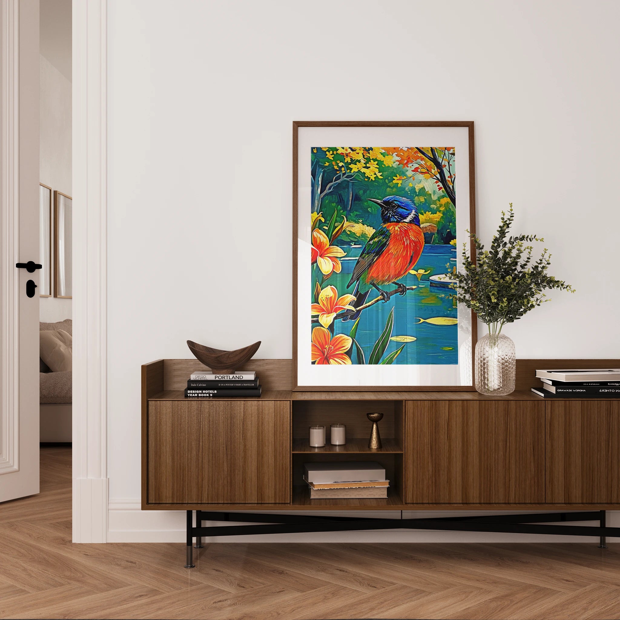 Painted Bunting Passerina Ciris-Framed Paper Print-452203 Visual Wall Art Framed Print