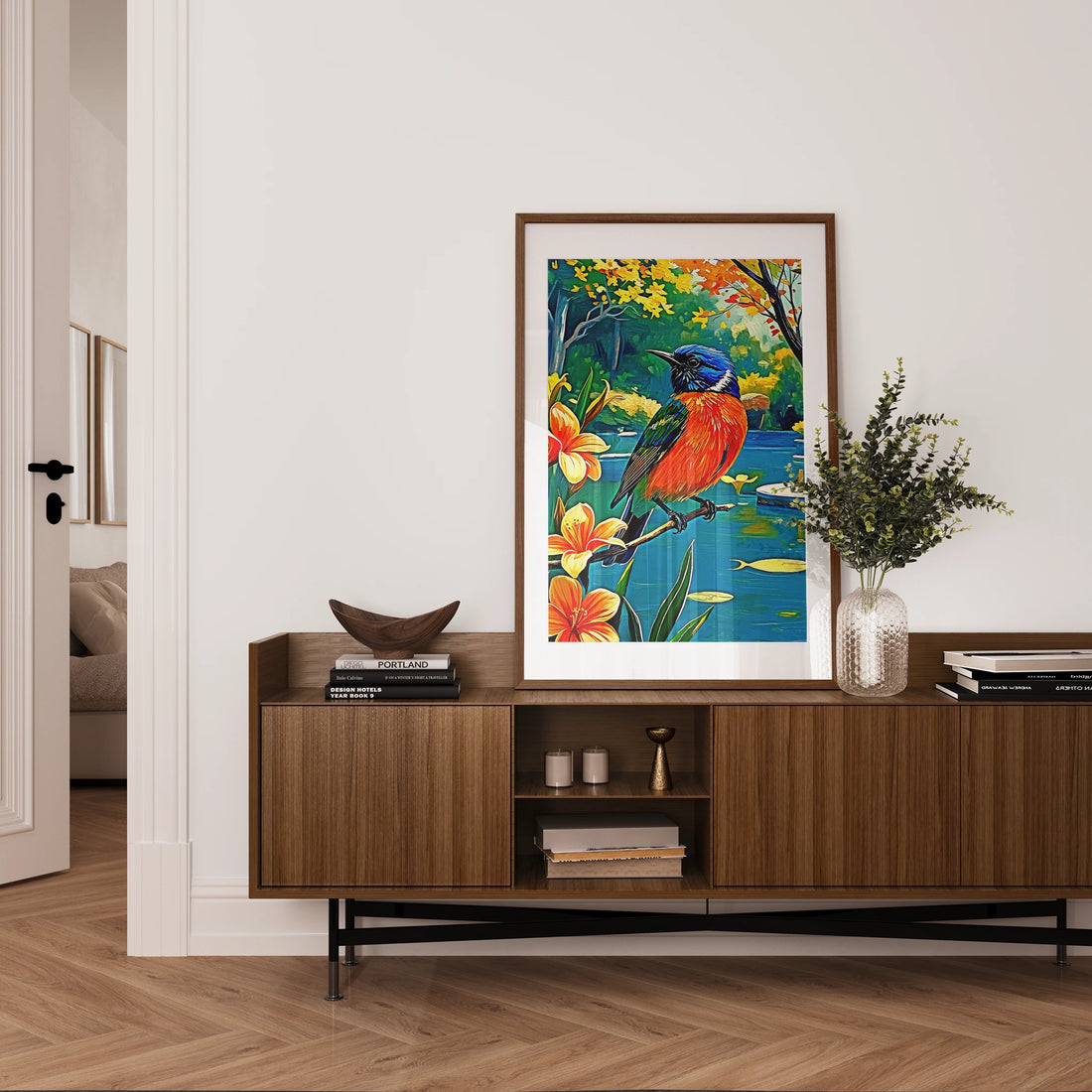 Painted Bunting Passerina Ciris-Framed Paper Print-452203 Visual Wall Art Framed Print