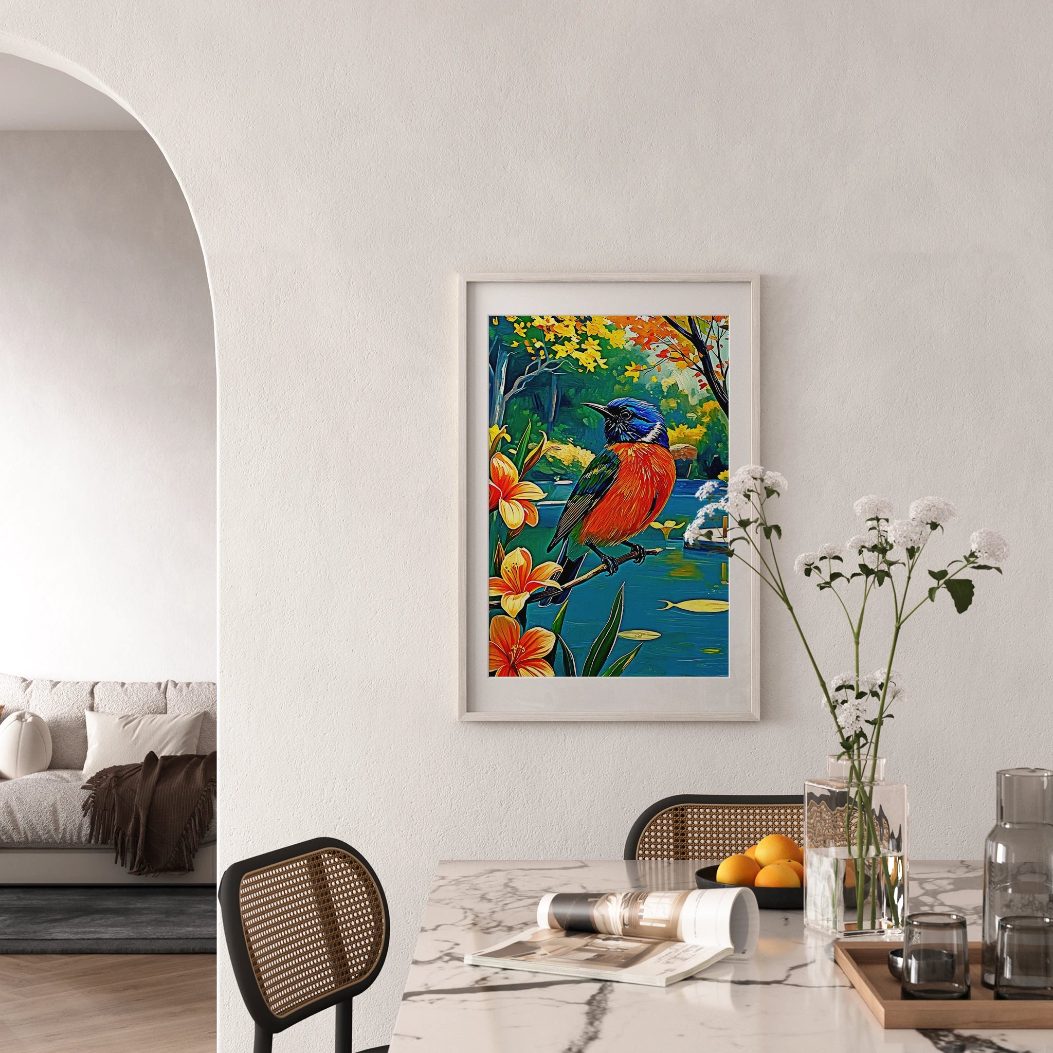 Painted Bunting Passerina Ciris-Framed Paper Print-452203 Visual Wall Art Framed Print