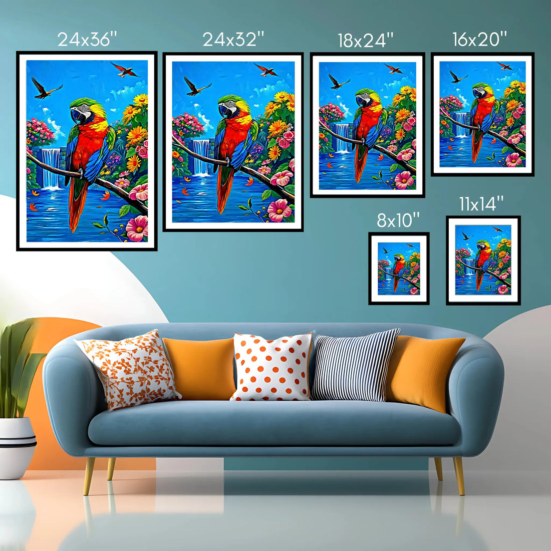 Parrot Psittaciformes Sitting-Framed Paper Print-452256 Visual Wall Art Framed Print