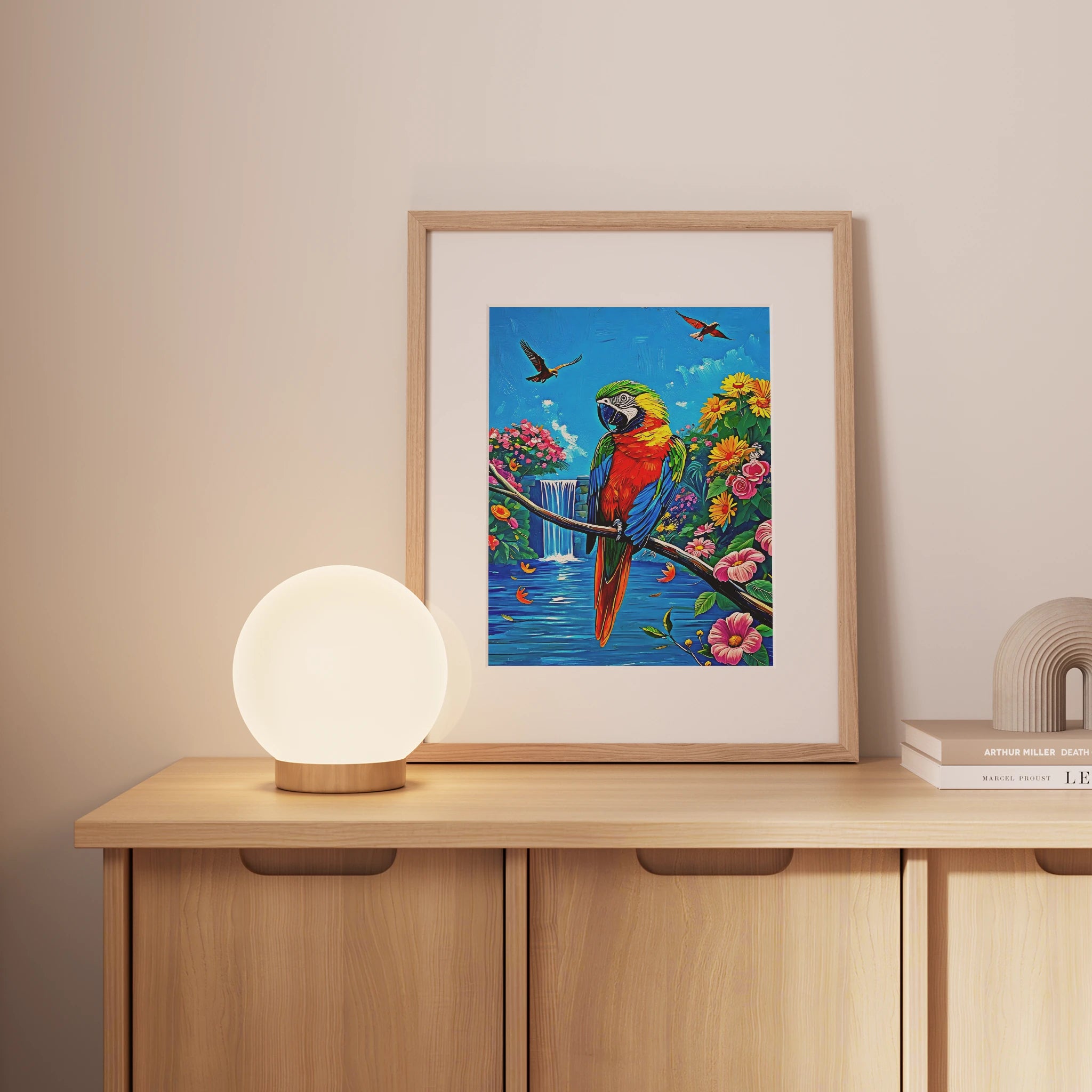 Parrot Psittaciformes Sitting-Framed Paper Print-452256 Visual Wall Art Framed Print