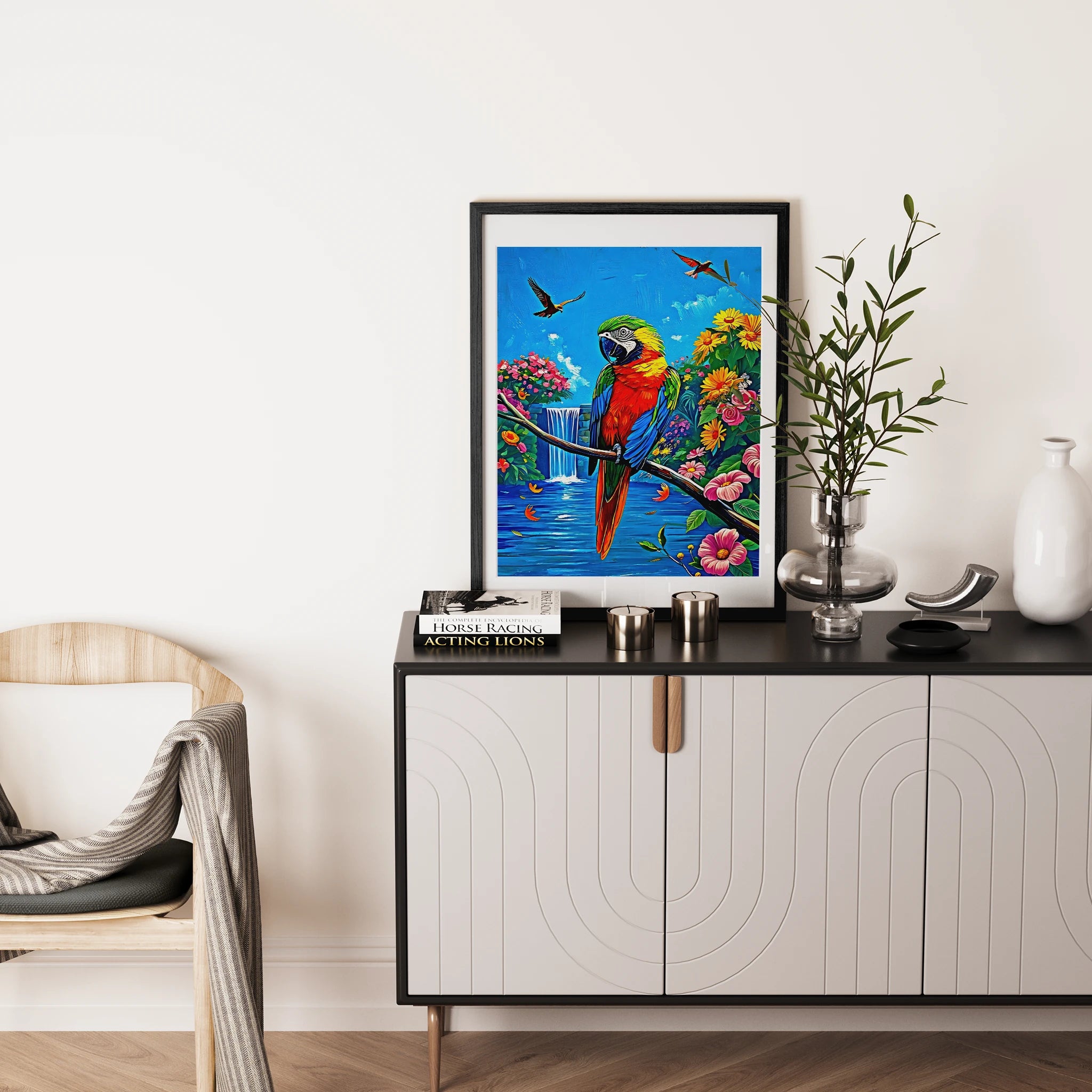 Parrot Psittaciformes Sitting-Framed Paper Print-452256 Visual Wall Art Framed Print