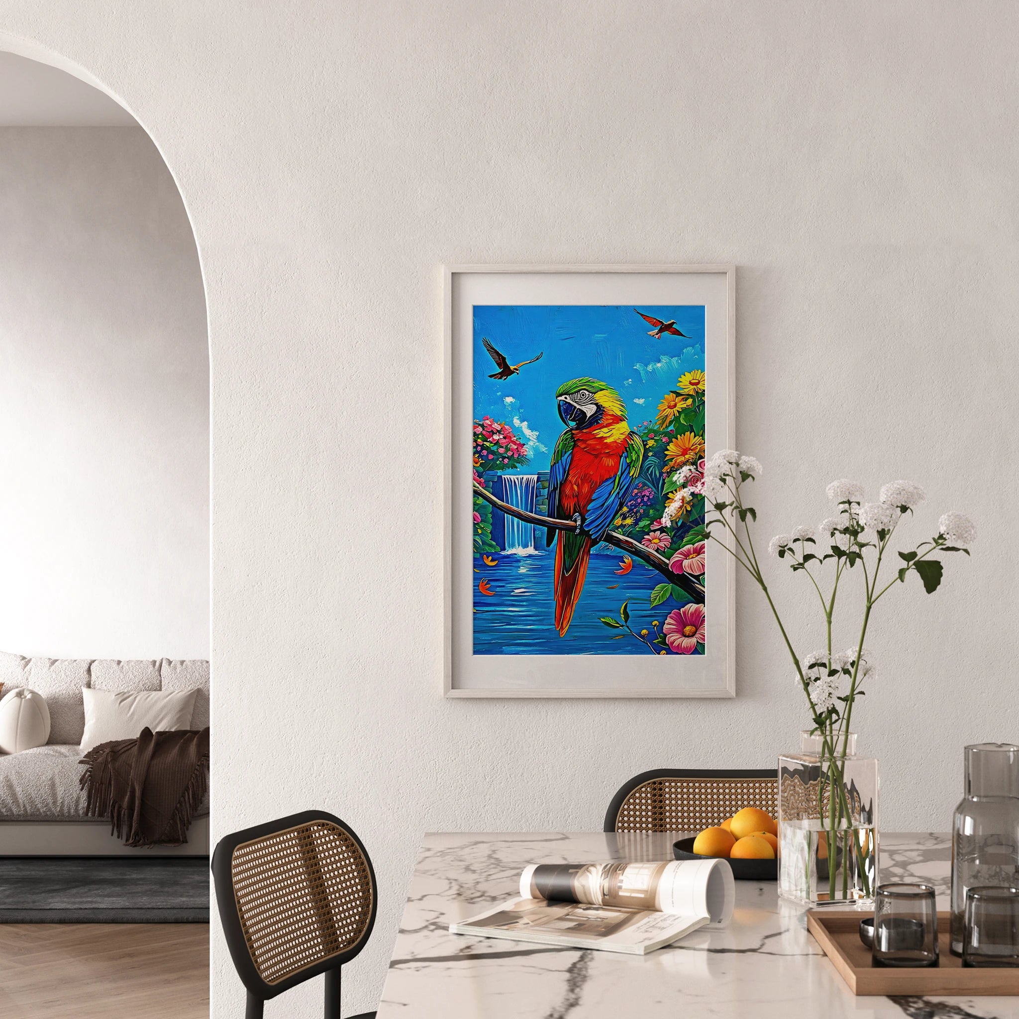 Parrot Psittaciformes Sitting-Framed Paper Print-452256 Visual Wall Art Framed Print