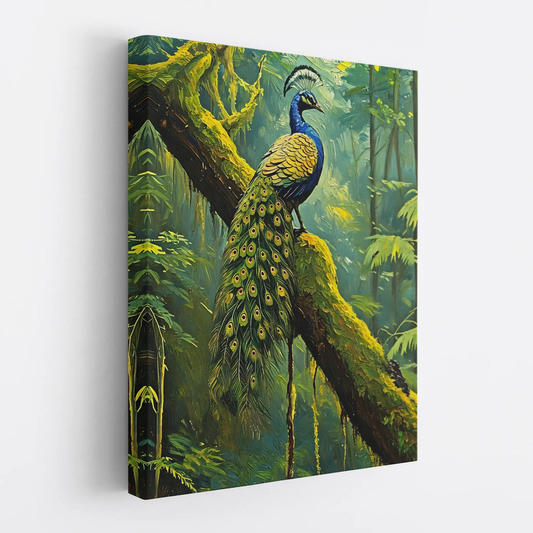 Peacock On Mossy Branch Giclée Print 454016 Visual Wall Art AR3:4V-AR4:5V Giclée Print