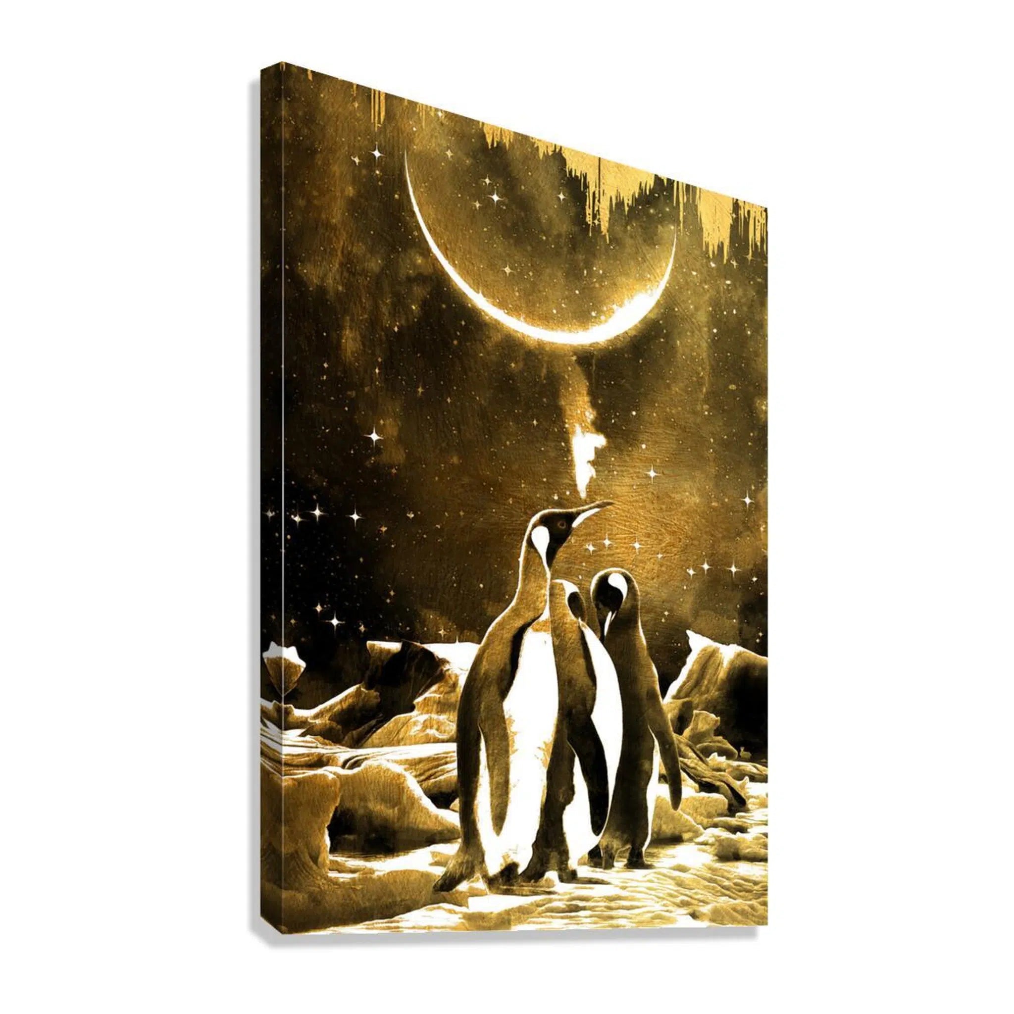 Penguins Gold Giclée Print 23905 Giclée Stretched Canvas Print Visual Wall Art