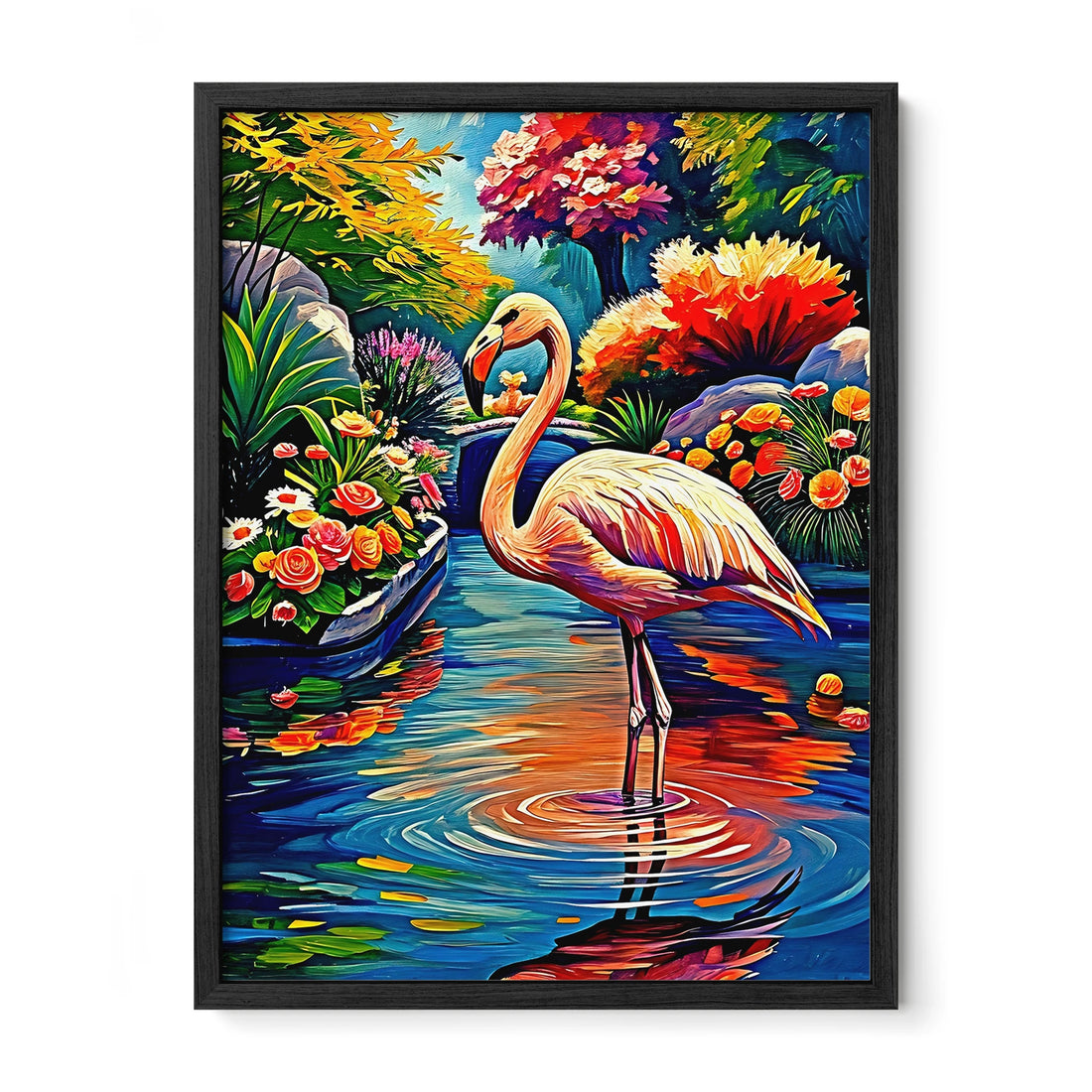 Phoenicopterus-Chilean Flamingo Chile-Framed Paper Print-452215 Black Premium Oak No Mats Visual Wall Art Framed Print
