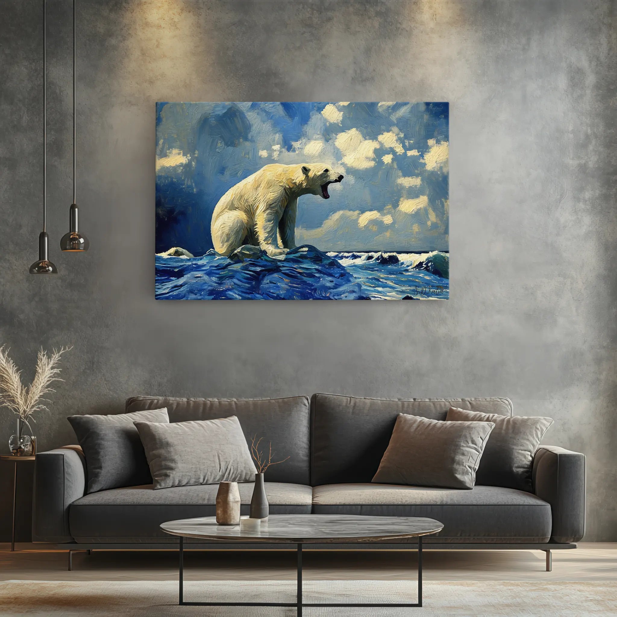 Polar Bear Roaring on Arctic Ice Giclée Print 321007 Visual Wall Art AR3:2H Giclée Print
