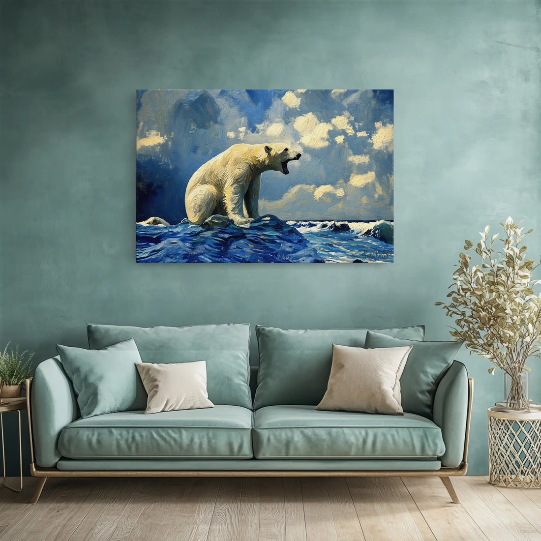 Polar Bear Roaring on Arctic Ice Giclée Print 321007 Visual Wall Art AR3:2H Giclée Print