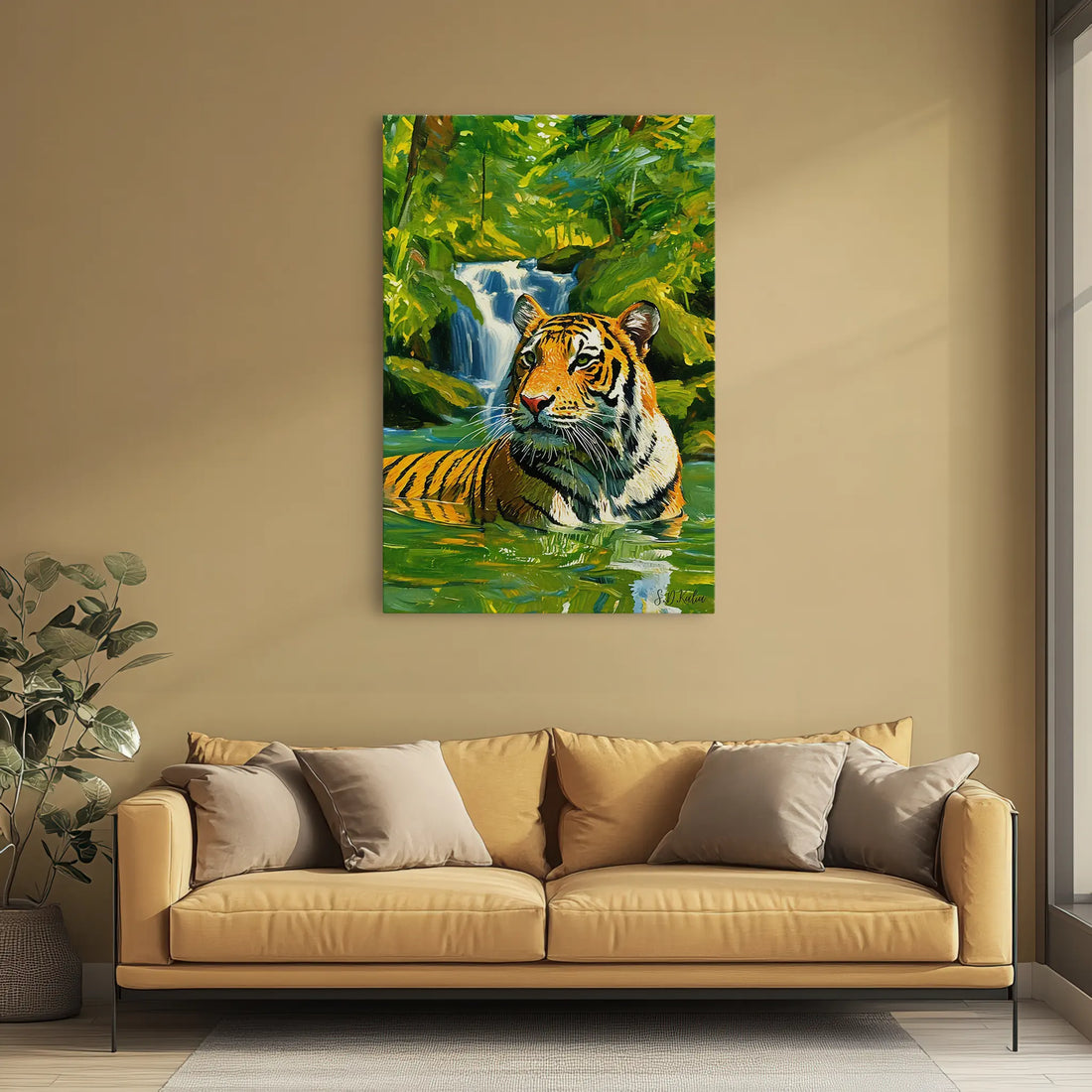 Pool of the Jungle King Tiger In Water Giclée Print 231036 Visual Wall Art AR2:3V Giclée Print