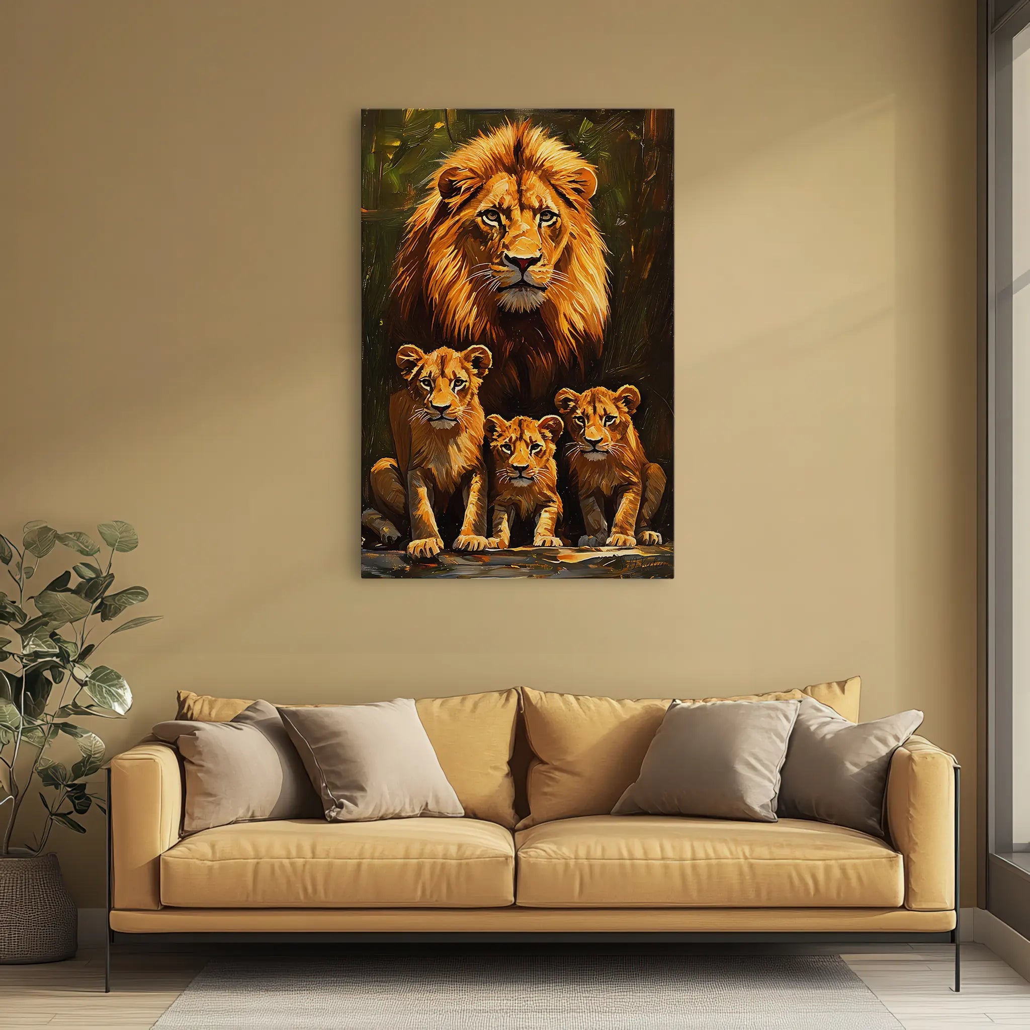 Pride’s Guardian Father and Three Cubs Giclée Print 231095 Visual Wall Art AR2:3V Giclée Print