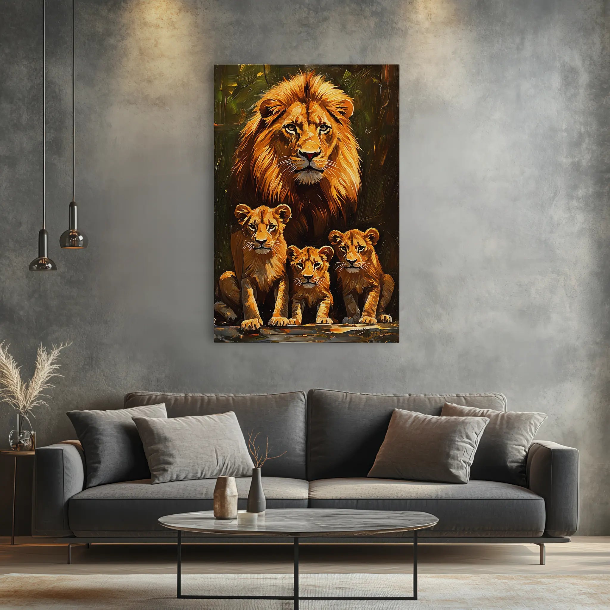 Pride’s Guardian Father and Three Cubs Giclée Print 231095 Visual Wall Art AR2:3V Giclée Print