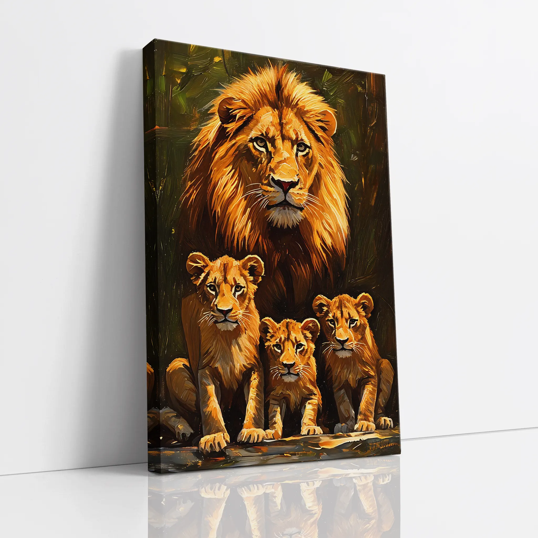 Pride’s Guardian Father and Three Cubs Giclée Print 231095 Visual Wall Art AR2:3V Giclée Print