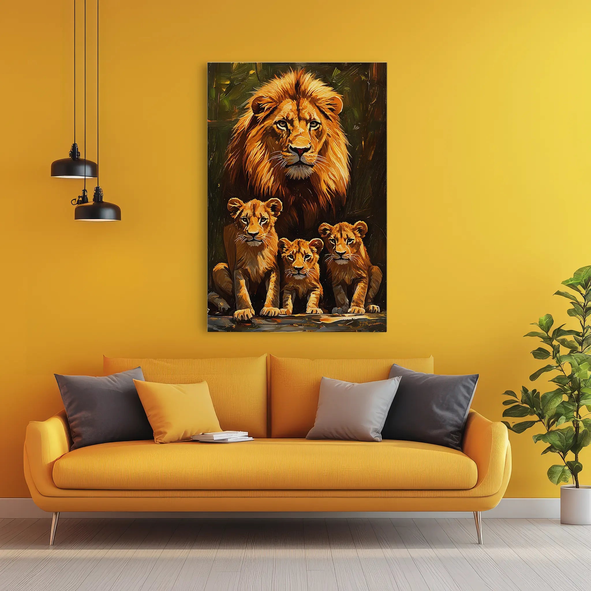 Pride’s Guardian Father and Three Cubs Giclée Print 231095 Visual Wall Art AR2:3V Giclée Print