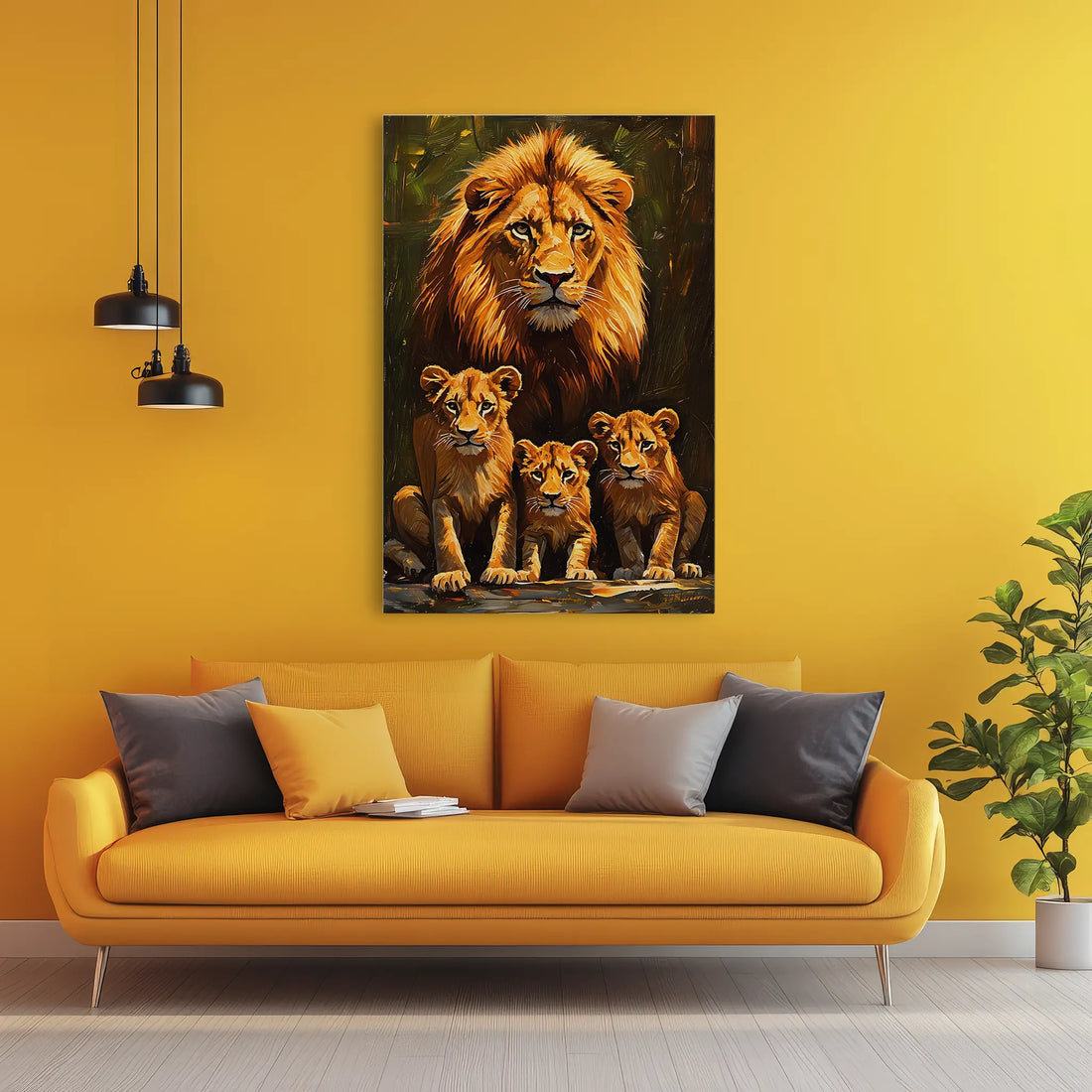 Pride’s Guardian Father and Three Cubs Giclée Print 231095 Visual Wall Art AR2:3V Giclée Print