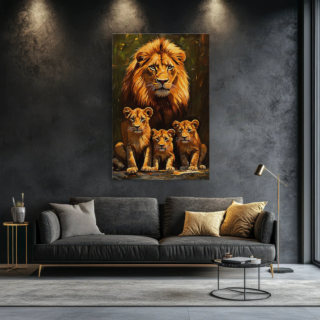Pride’s Guardian Father and Three Cubs Giclée Print 231095 Visual Wall Art AR2:3V Giclée Print