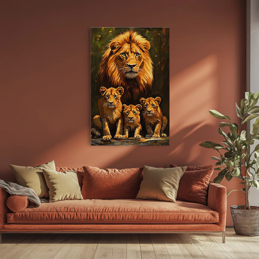 Pride’s Guardian Father and Three Cubs Giclée Print 231095 Visual Wall Art AR2:3V Giclée Print