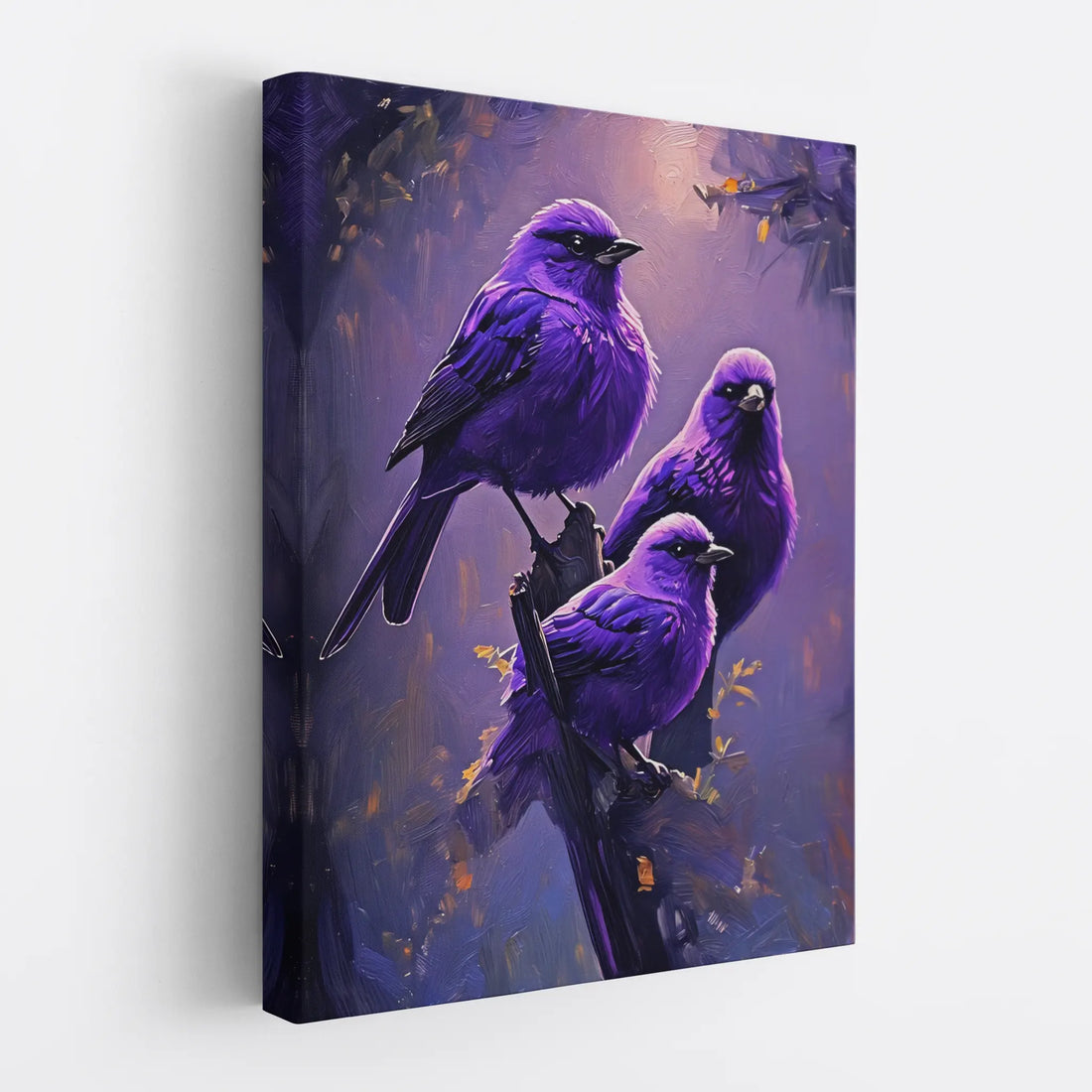 Purple Feathered Harmony Birds On Branch Giclée Print 454017 Visual Wall Art AR3:4V-AR4:5V Giclée Print