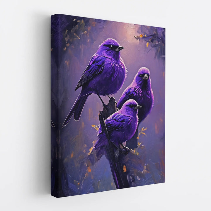 Purple Feathered Harmony Birds On Branch Giclée Print 454017 Visual Wall Art AR3:4V-AR4:5V Giclée Print