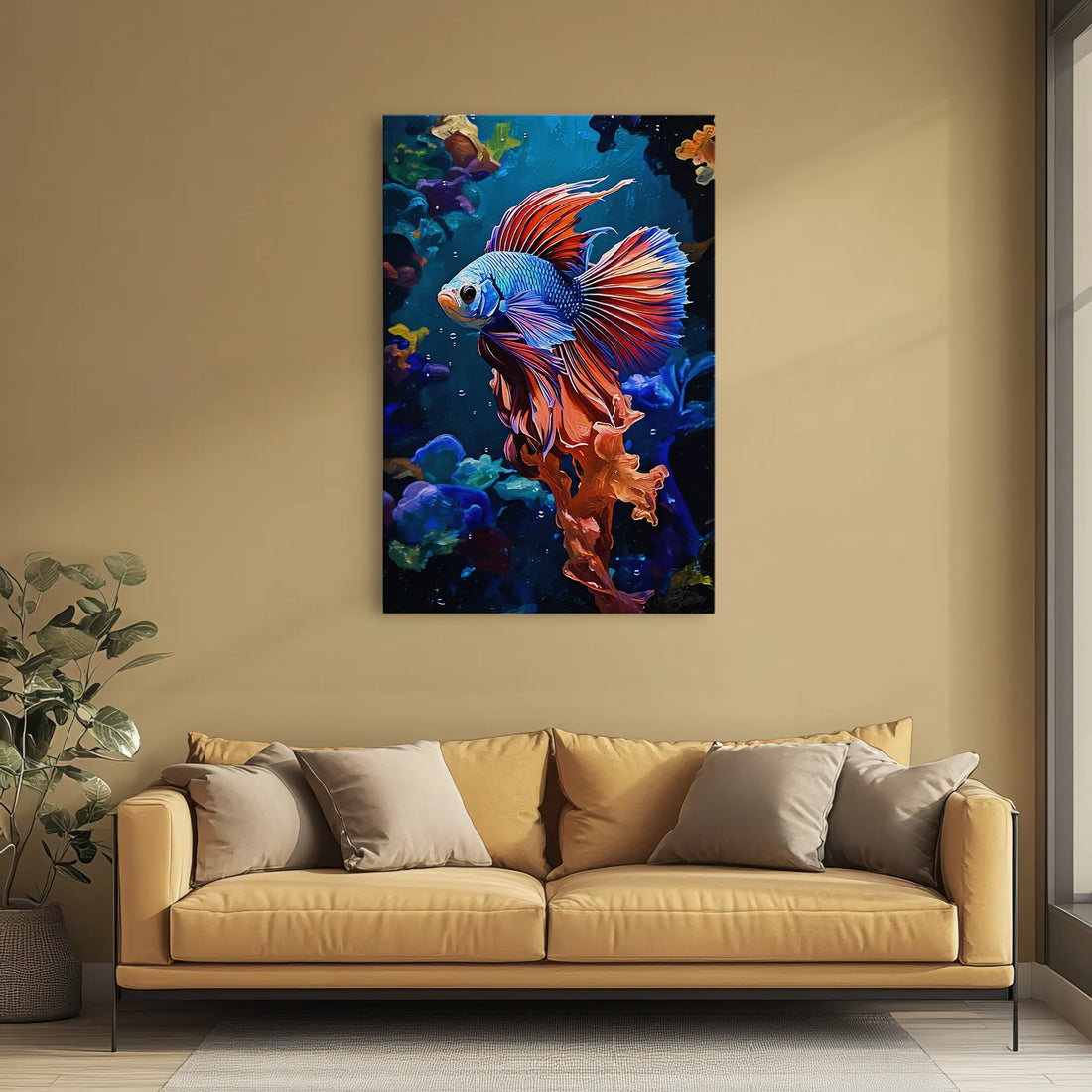 Radiant Betta in Coral Glow Giclée Print 231037 Visual Wall Art AR2:3V Giclée Print