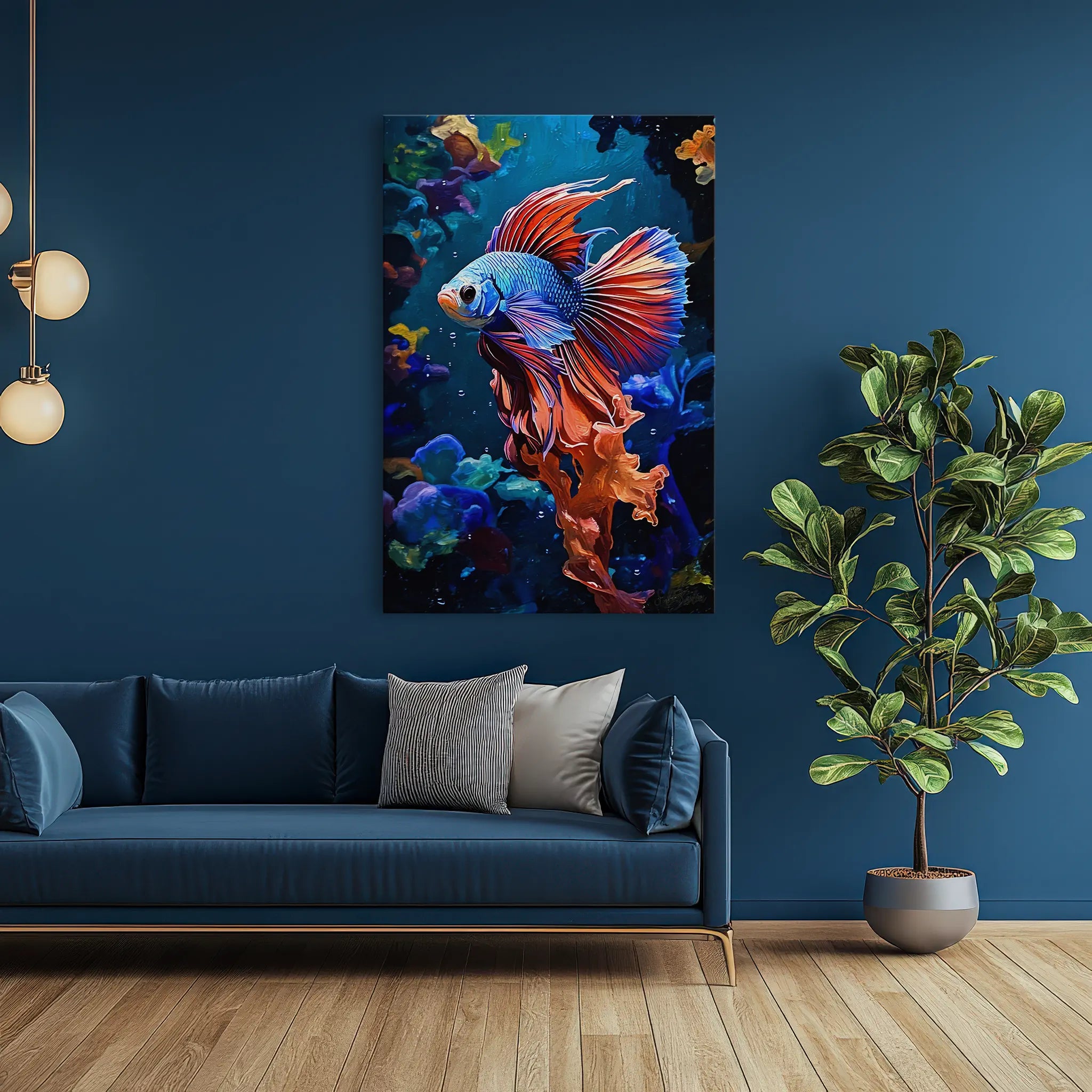 Radiant Betta in Coral Glow Giclée Print 231037 Visual Wall Art AR2:3V Giclée Print