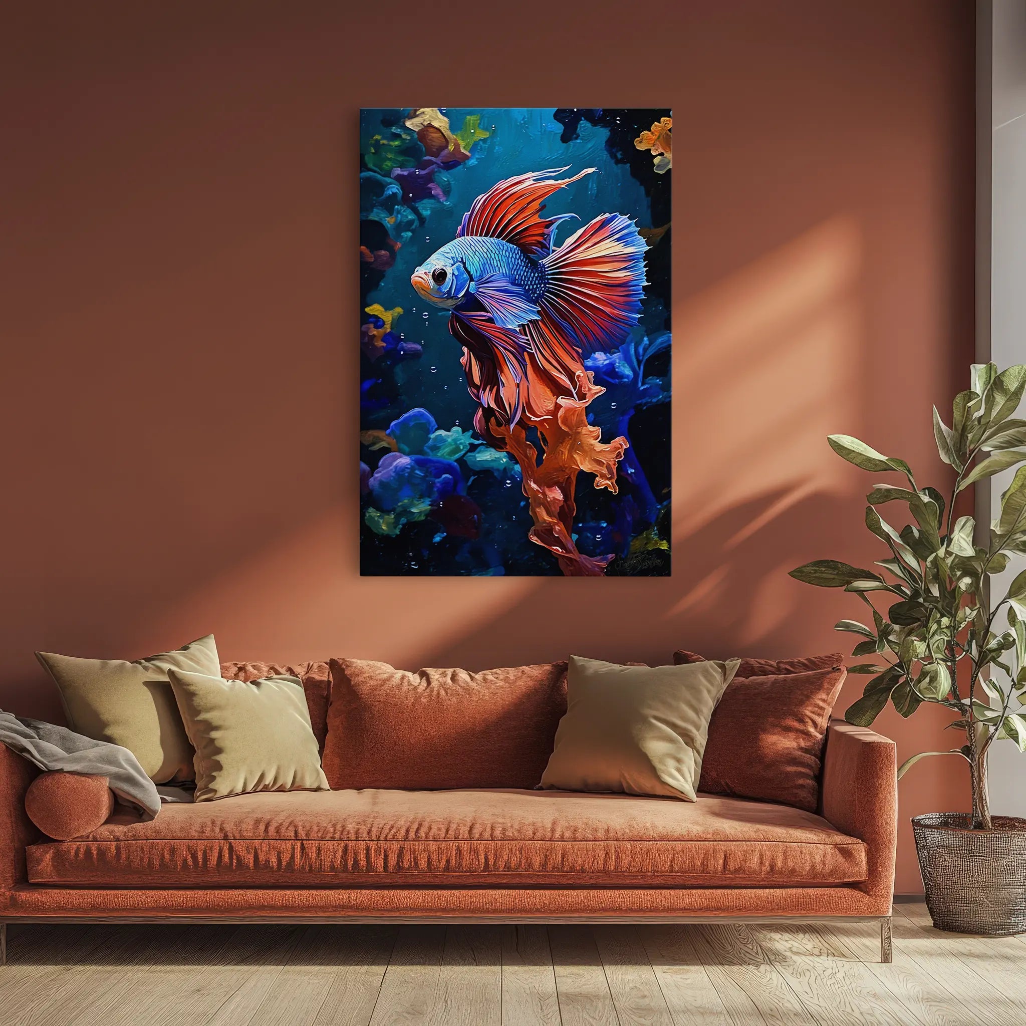 Radiant Betta in Coral Glow Giclée Print 231037 Visual Wall Art AR2:3V Giclée Print