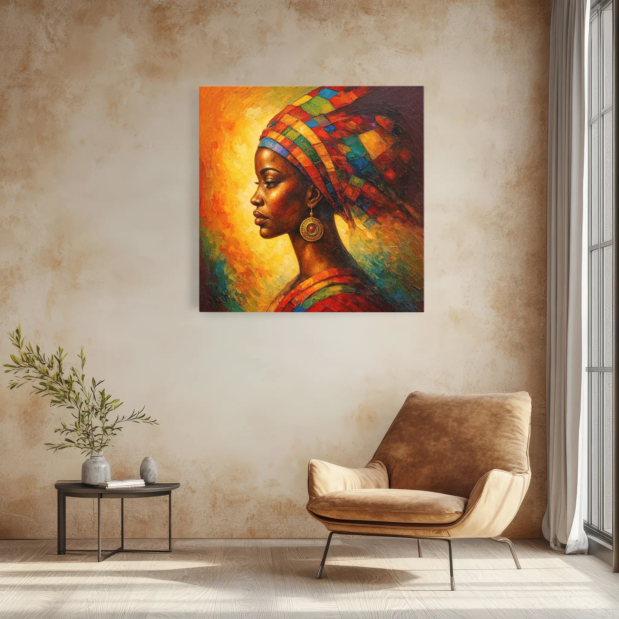 Radiant Profile in Patchwork Silk Giclée Print 119019 Visual Wall Art AR1:1S Giclée Print