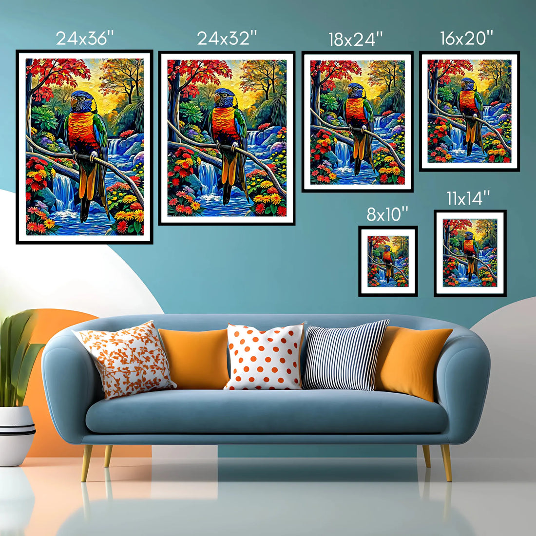 Rainbow Lorikeet-Trichoglossus Moluccanus-Framed Paper Print-452258 Visual Wall Art Framed Print