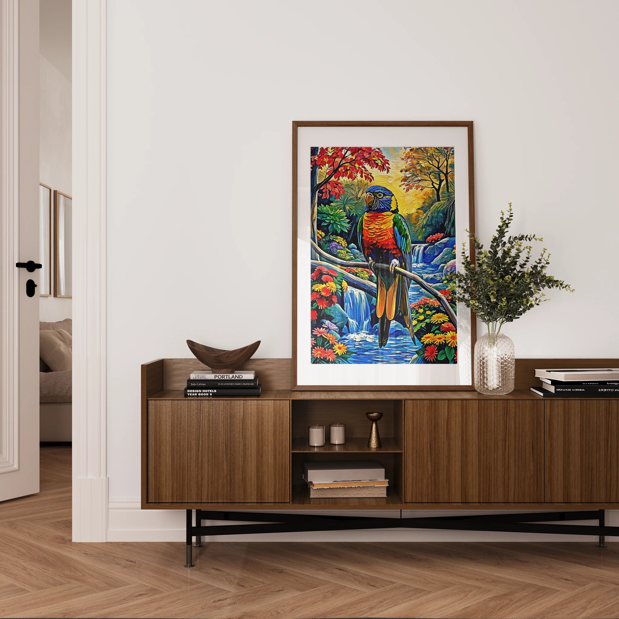 Rainbow Lorikeet-Trichoglossus Moluccanus-Framed Paper Print-452258 Visual Wall Art Framed Print