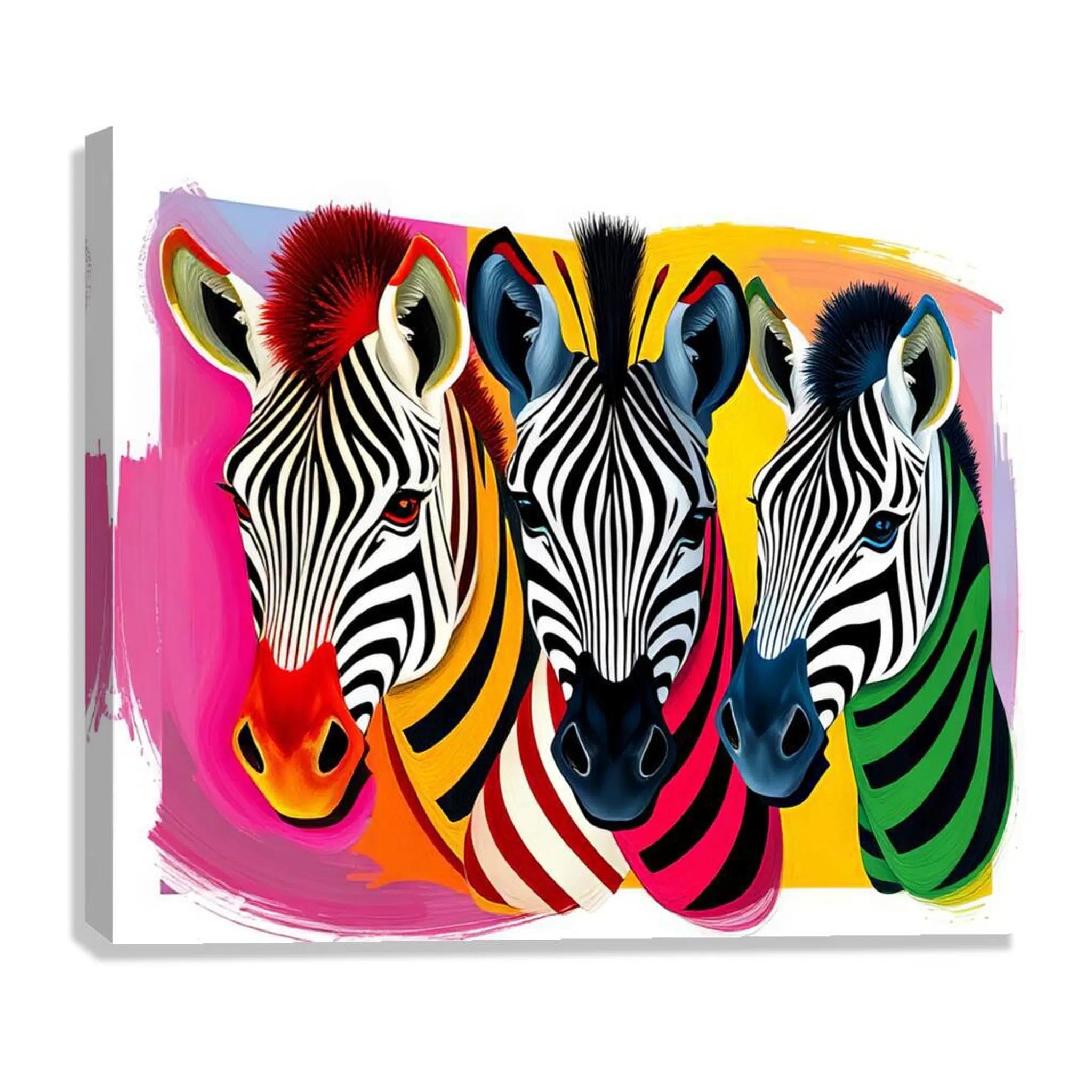 Red Mohawk Zebras Giclée Print 43141 Giclée Stretched Canvas Print Visual Wall Art