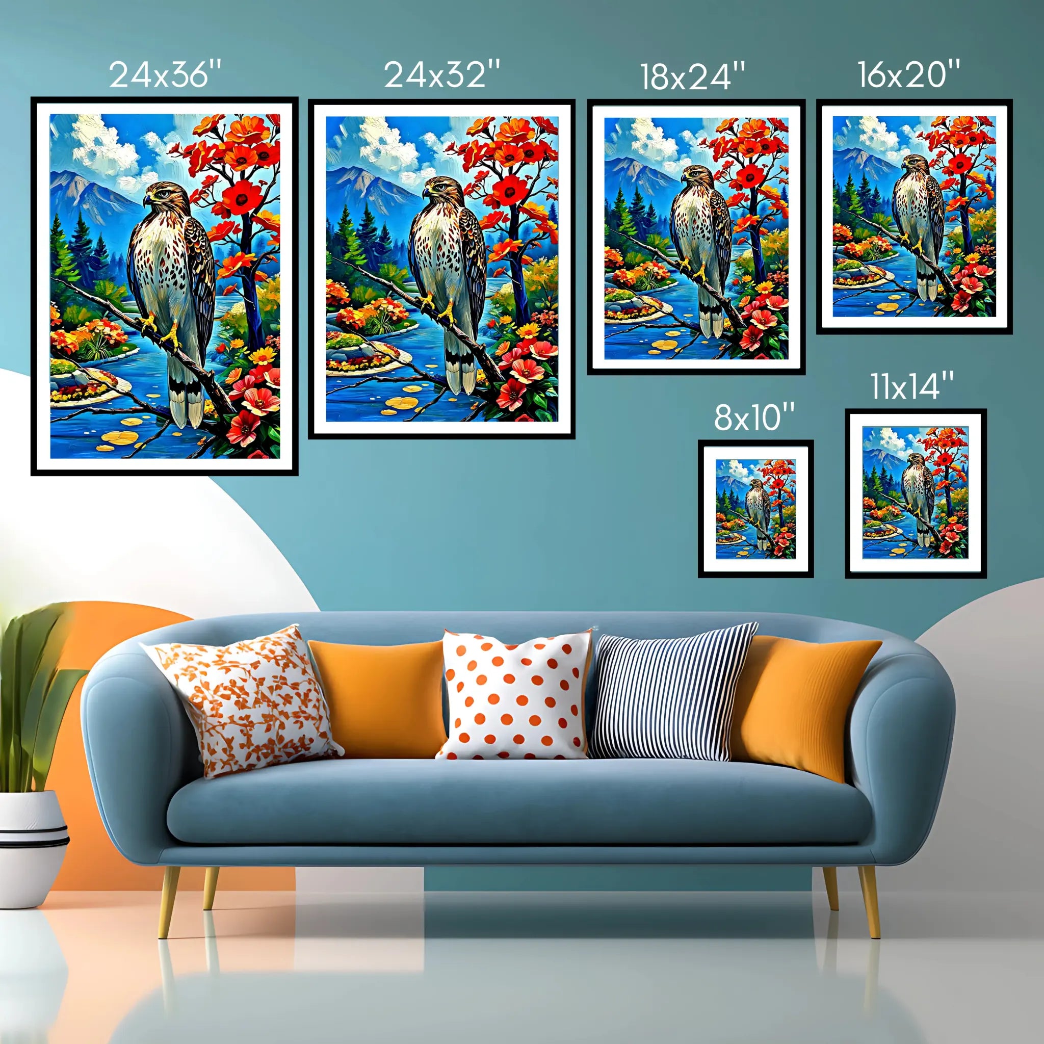 Red-Tailed Hawk-Framed Paper Print-452228 Visual Wall Art Framed Print