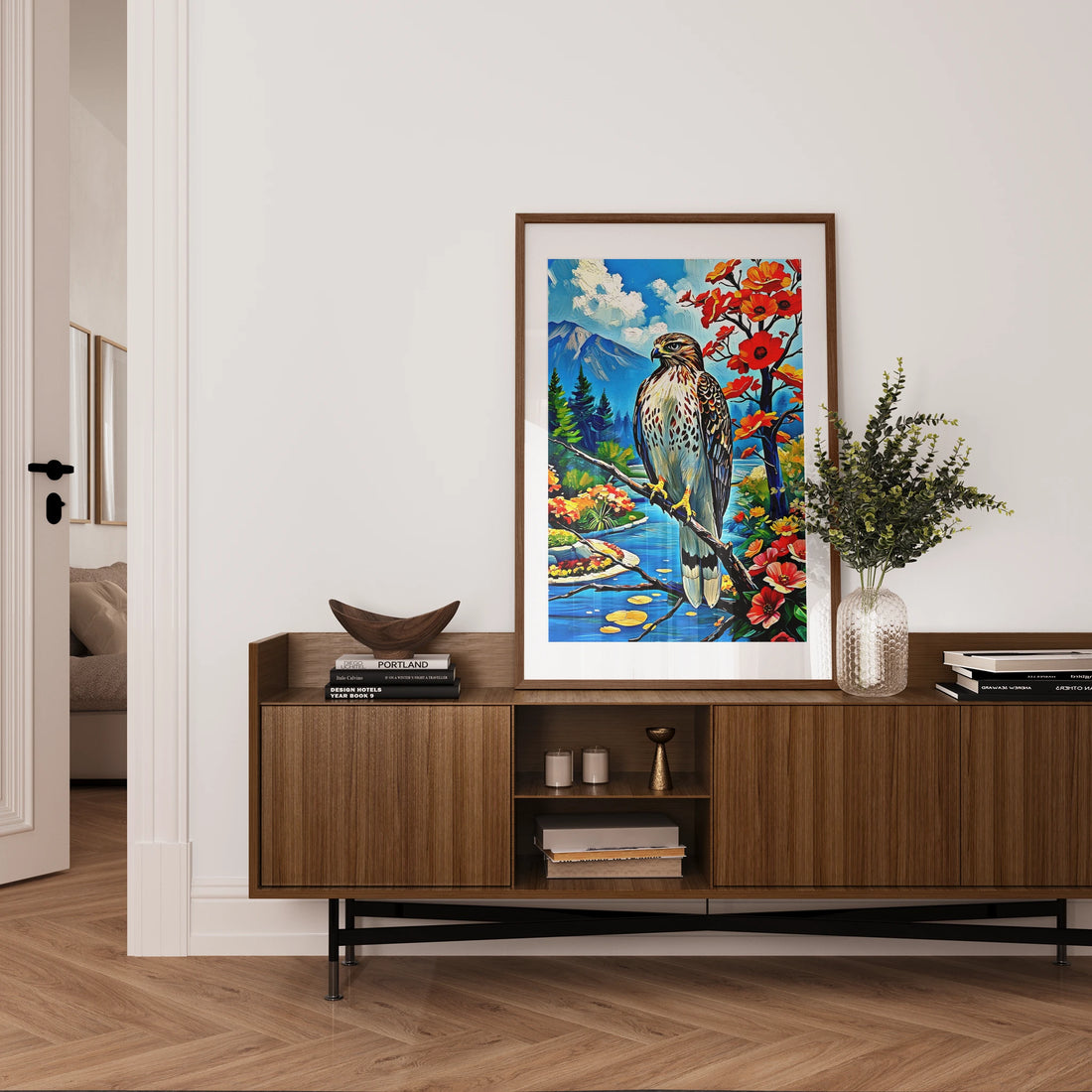 Red-Tailed Hawk-Framed Paper Print-452228 Visual Wall Art Framed Print