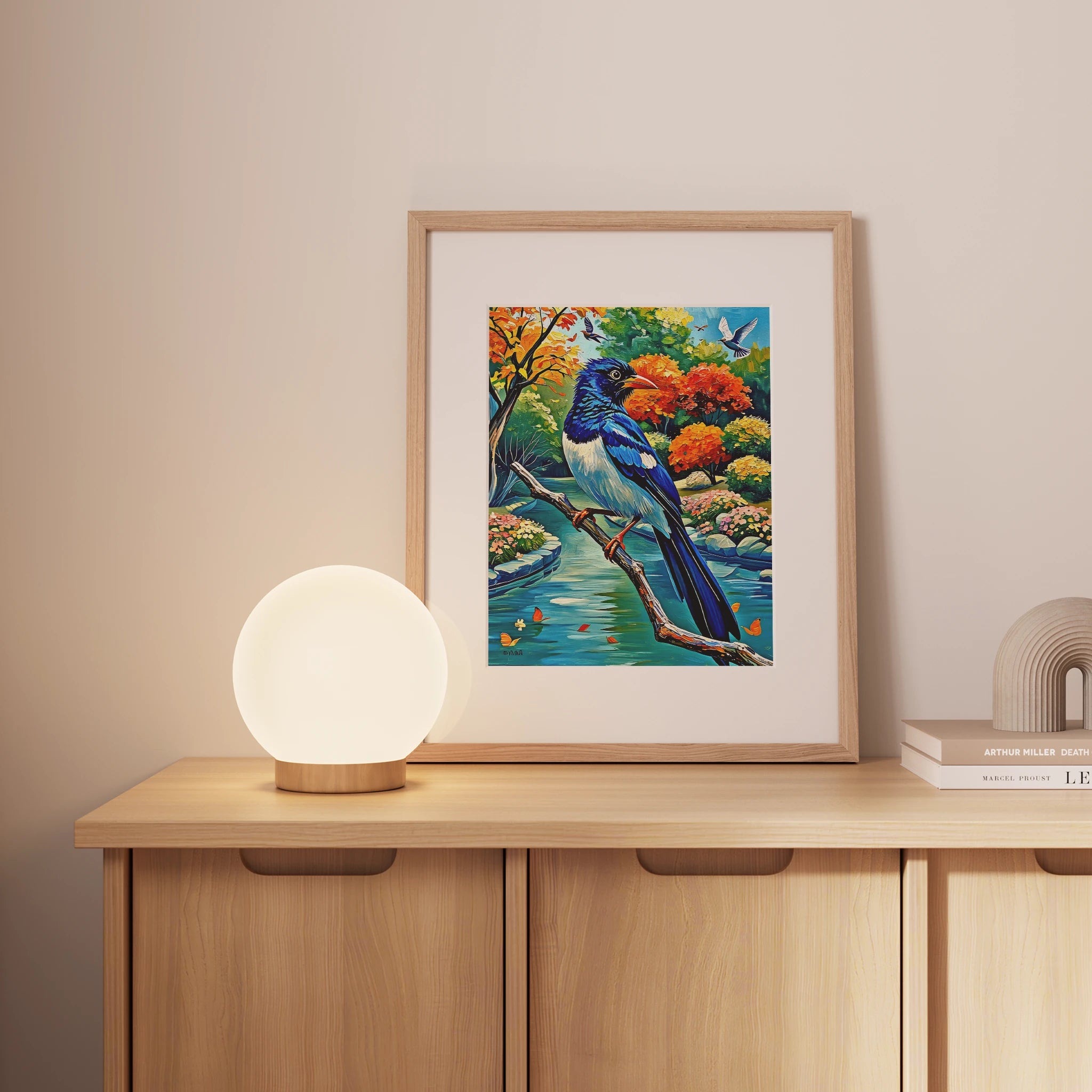 Red-billed Blue Magpie-Urocissa Erythroryncha-Framed Paper Print-452259 Visual Wall Art Framed Print