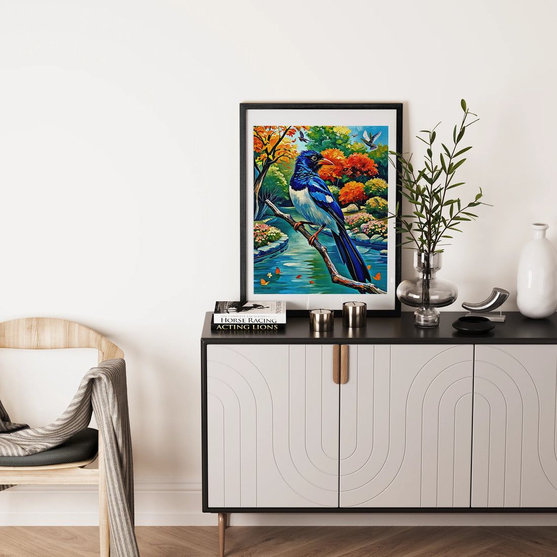 Red-billed Blue Magpie-Urocissa Erythroryncha-Framed Paper Print-452259 Visual Wall Art Framed Print