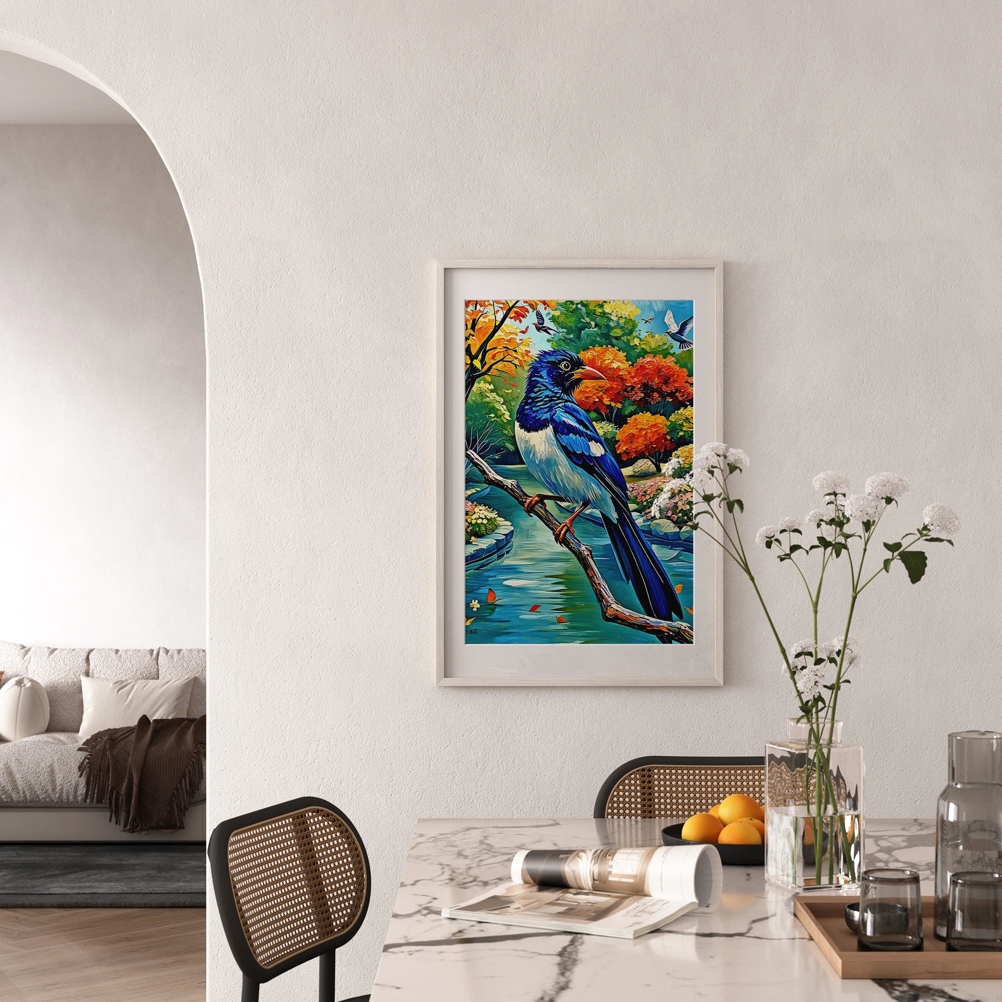 Red-billed Blue Magpie-Urocissa Erythroryncha-Framed Paper Print-452259 Visual Wall Art Framed Print