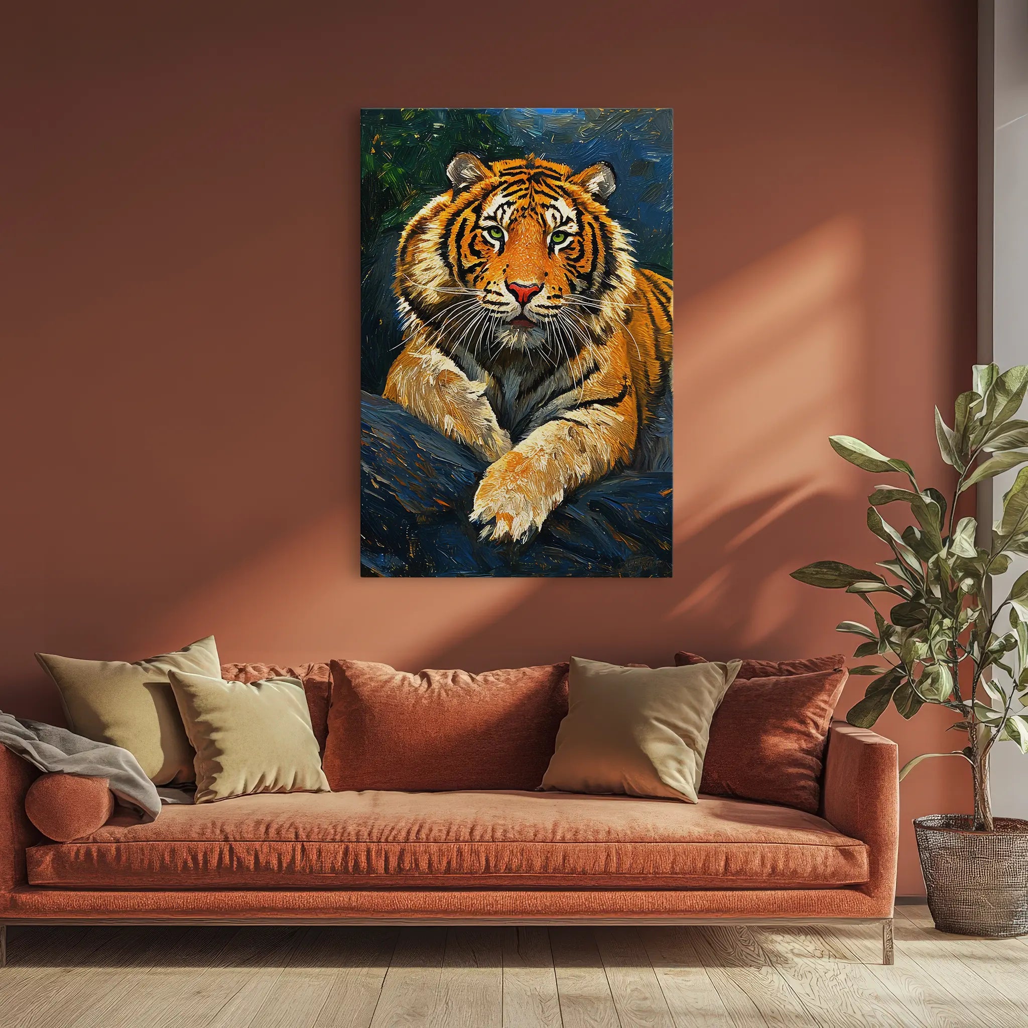 Resting Royalty Tiger reclining on rocks Giclée Print 231039 Visual Wall Art AR2:3V Giclée Print