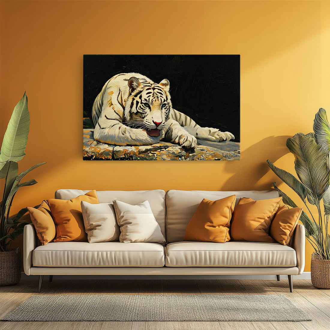 Resting White Tiger Big Cat Giclée Print 321008 Visual Wall Art AR3:2H Giclée Print