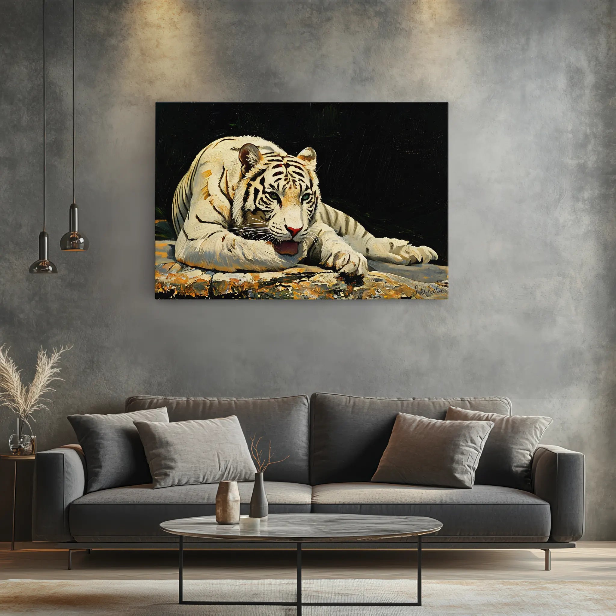 Resting White Tiger Big Cat Giclée Print 321008 Visual Wall Art AR3:2H Giclée Print
