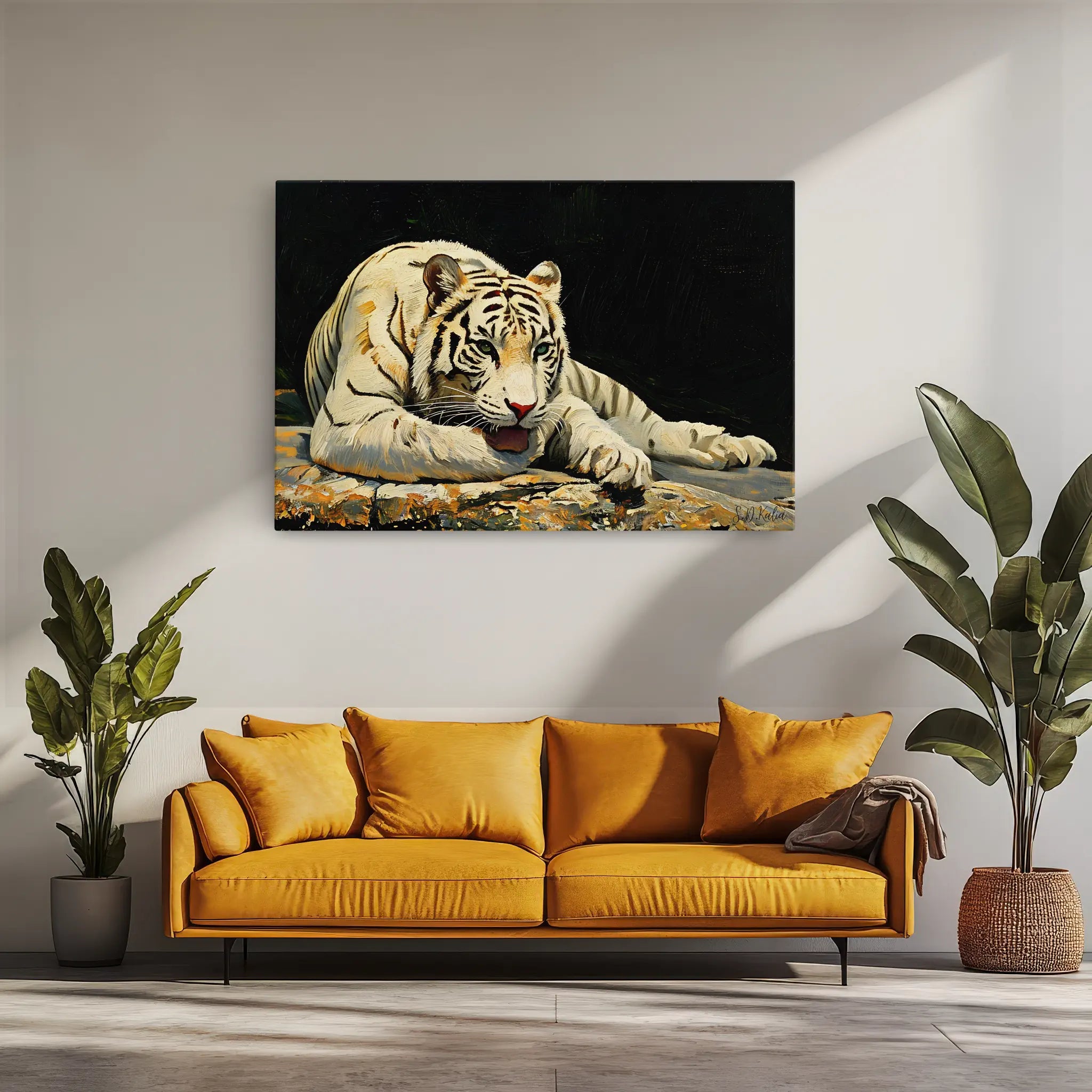 Resting White Tiger Big Cat Giclée Print 321008 Visual Wall Art AR3:2H Giclée Print