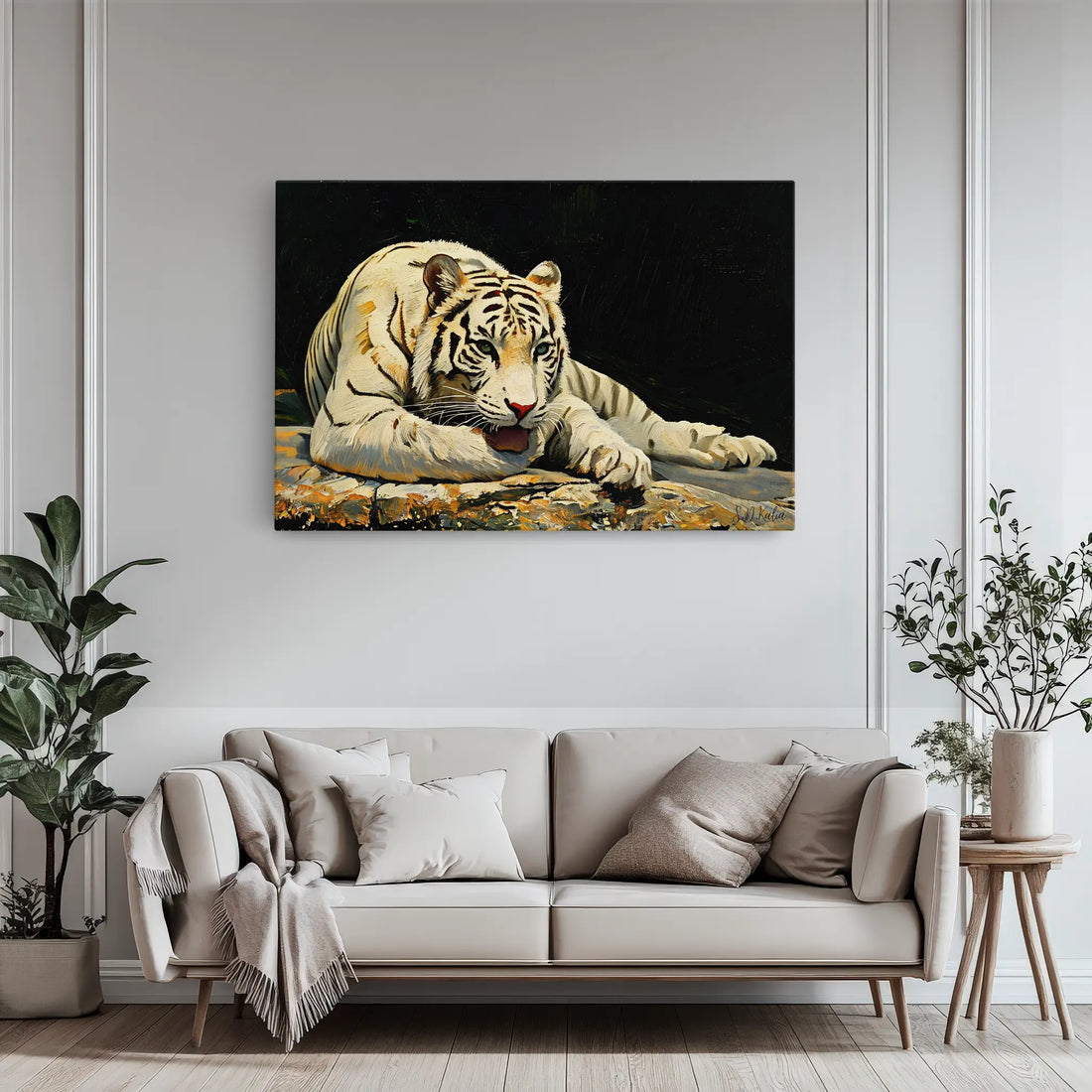 Resting White Tiger Big Cat Giclée Print 321008 Visual Wall Art AR3:2H Giclée Print