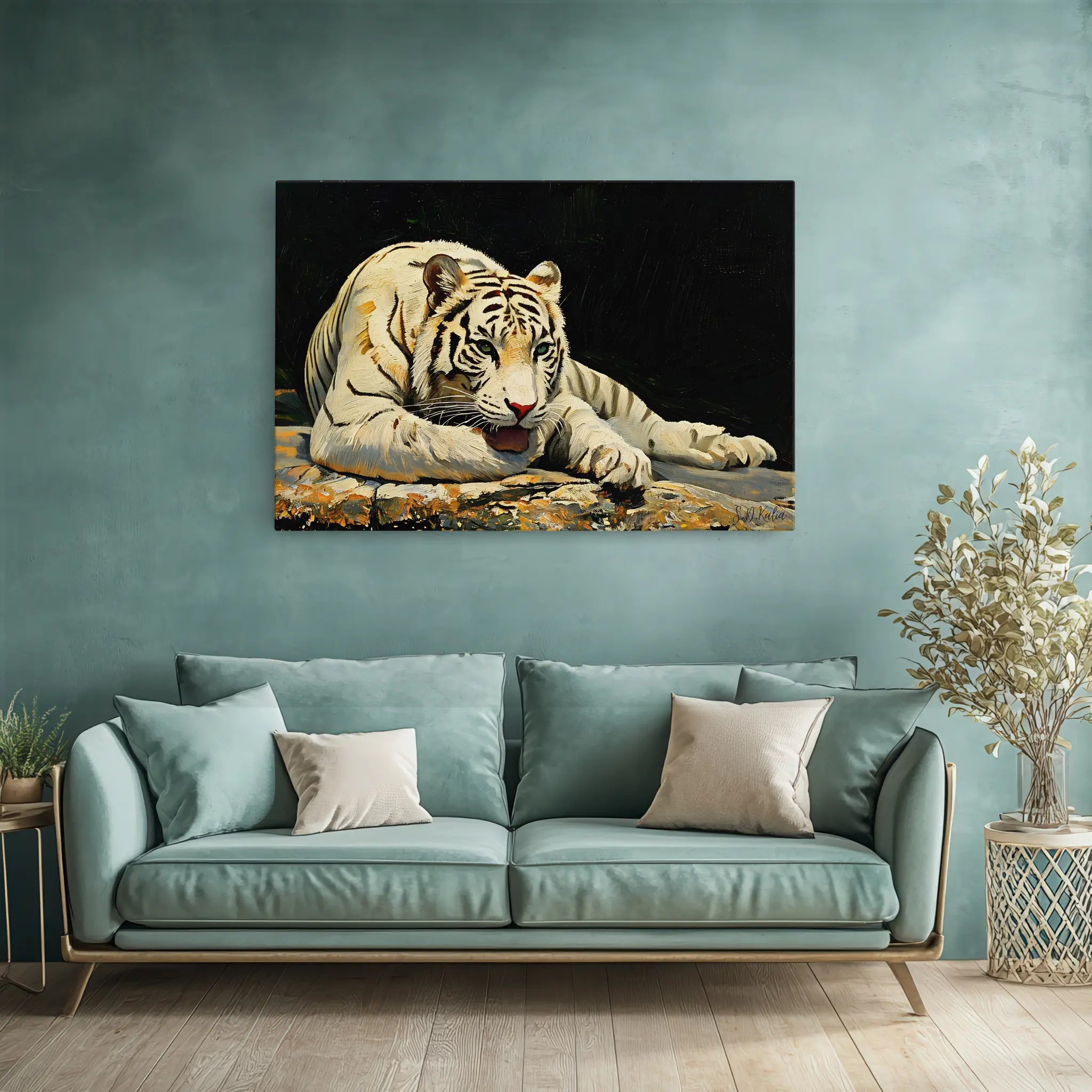 Resting White Tiger Big Cat Giclée Print 321008 Visual Wall Art AR3:2H Giclée Print