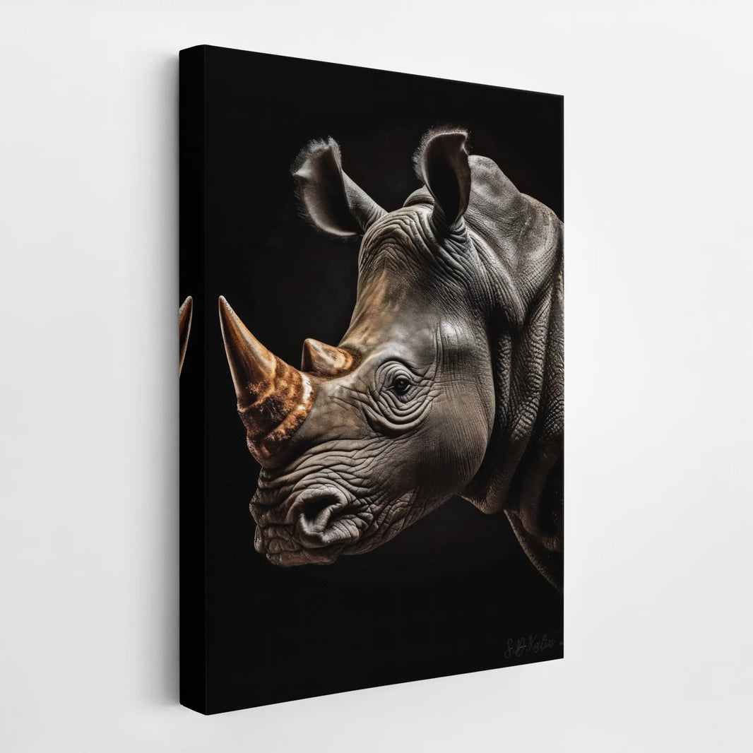 Rhino Portrait Amber Horn Glow Giclée Print 231041 Visual Wall Art AR2:3V Giclée Print