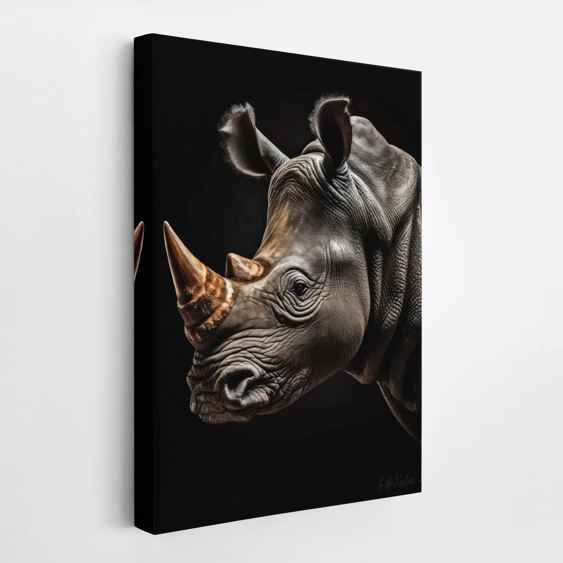 Rhino Portrait Amber Horn Glow Giclée Print 231041 Visual Wall Art AR2:3V Giclée Print
