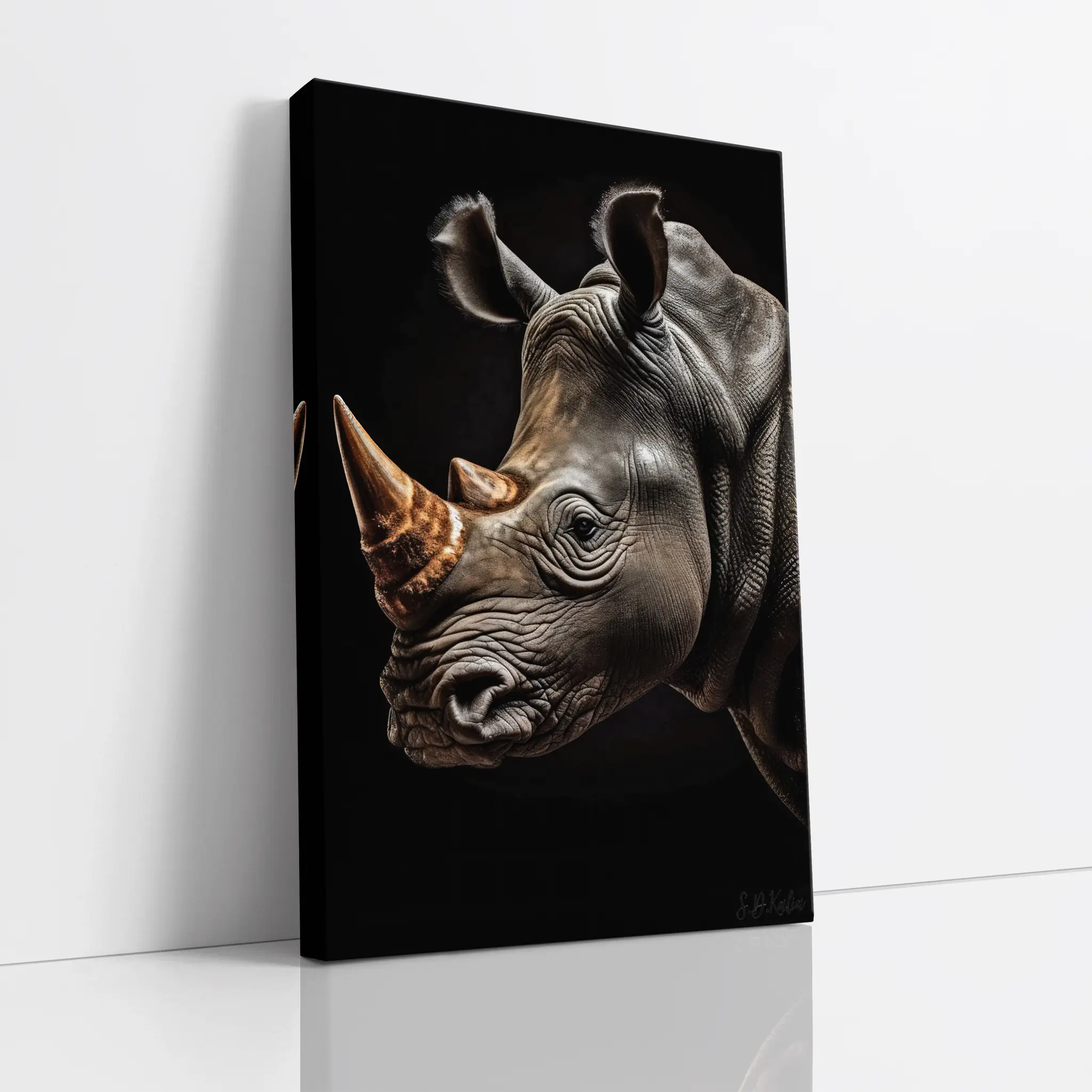 Rhino Portrait Amber Horn Glow Giclée Print 231041 Visual Wall Art AR2:3V Giclée Print